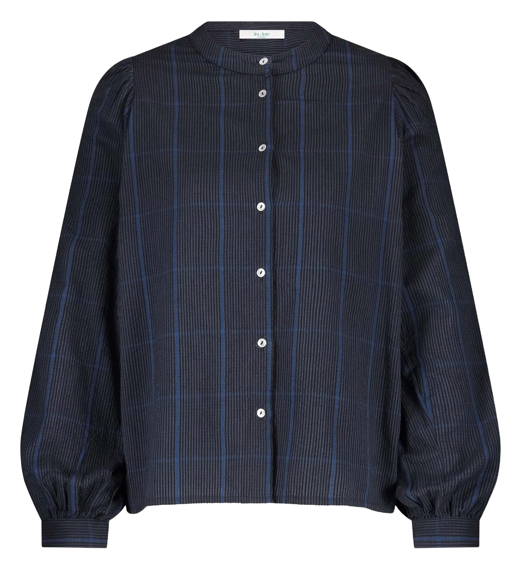 Gestreifte Baumwollbluse mit Rundhalsausschnitt Blau RIKKI