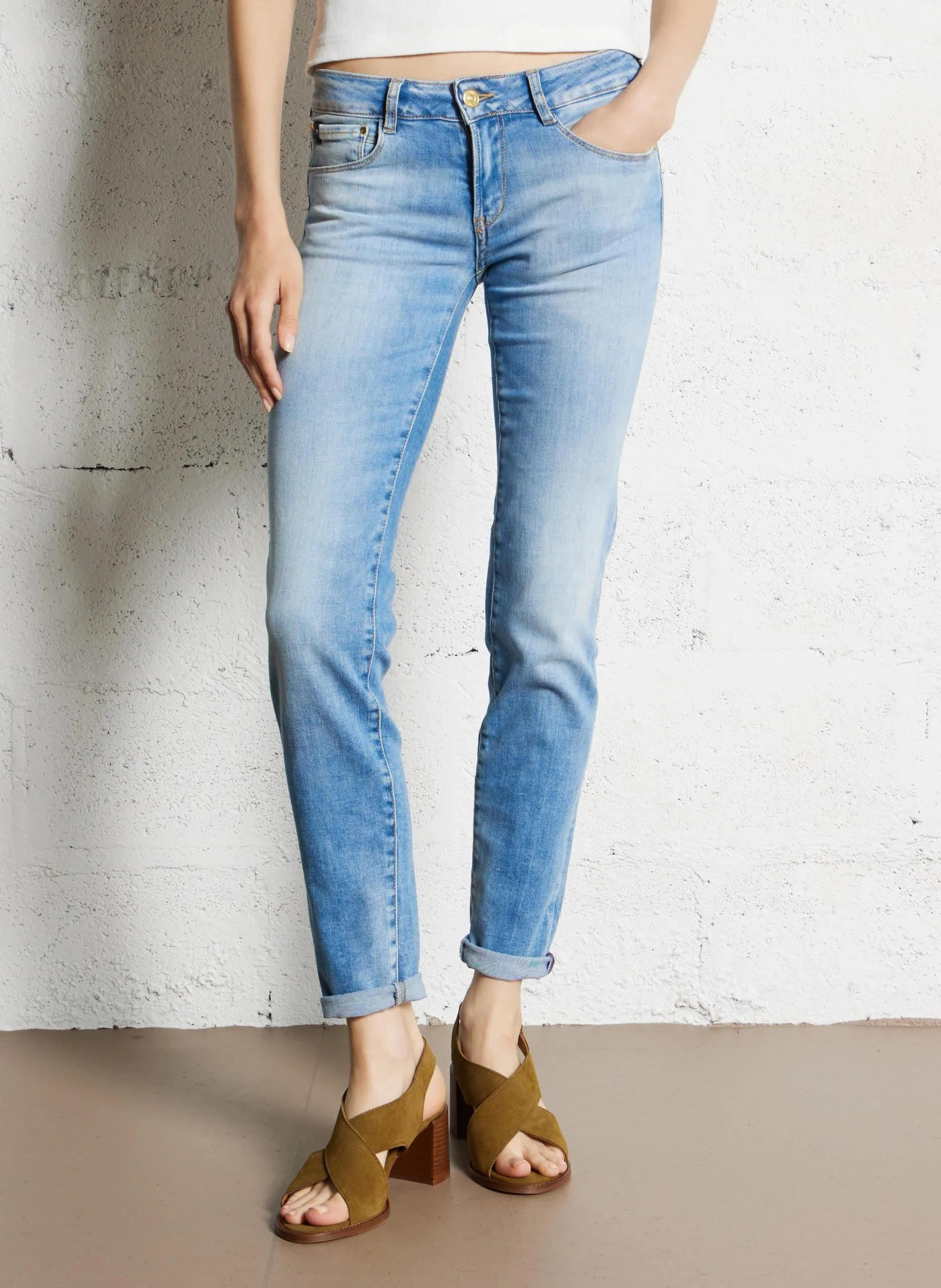 High Waist Slim Fit Jeans Blau ALISE