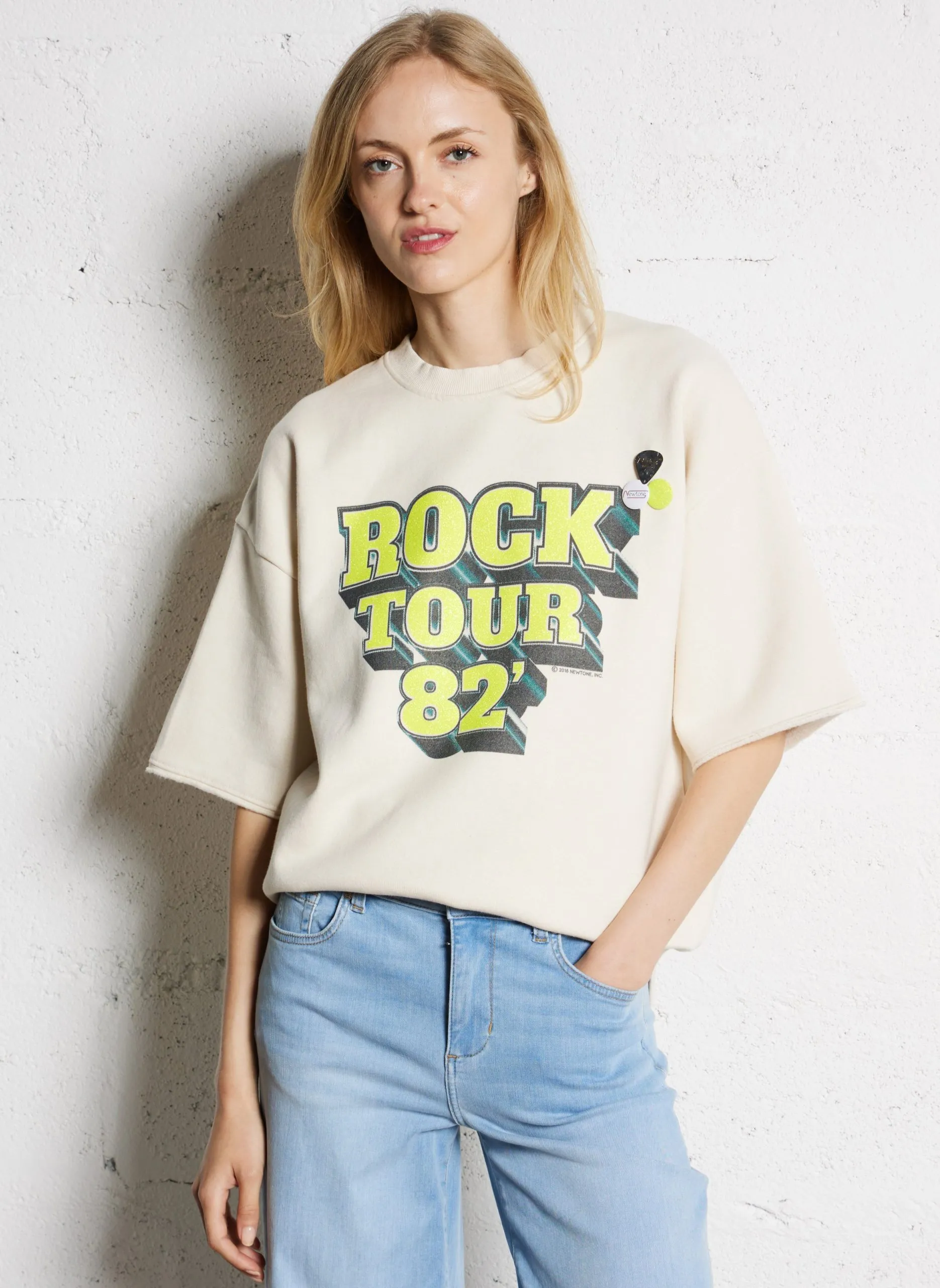 Rundhals-Sweatshirt aus Baumwoll-Mix Beige LINDER TOUR