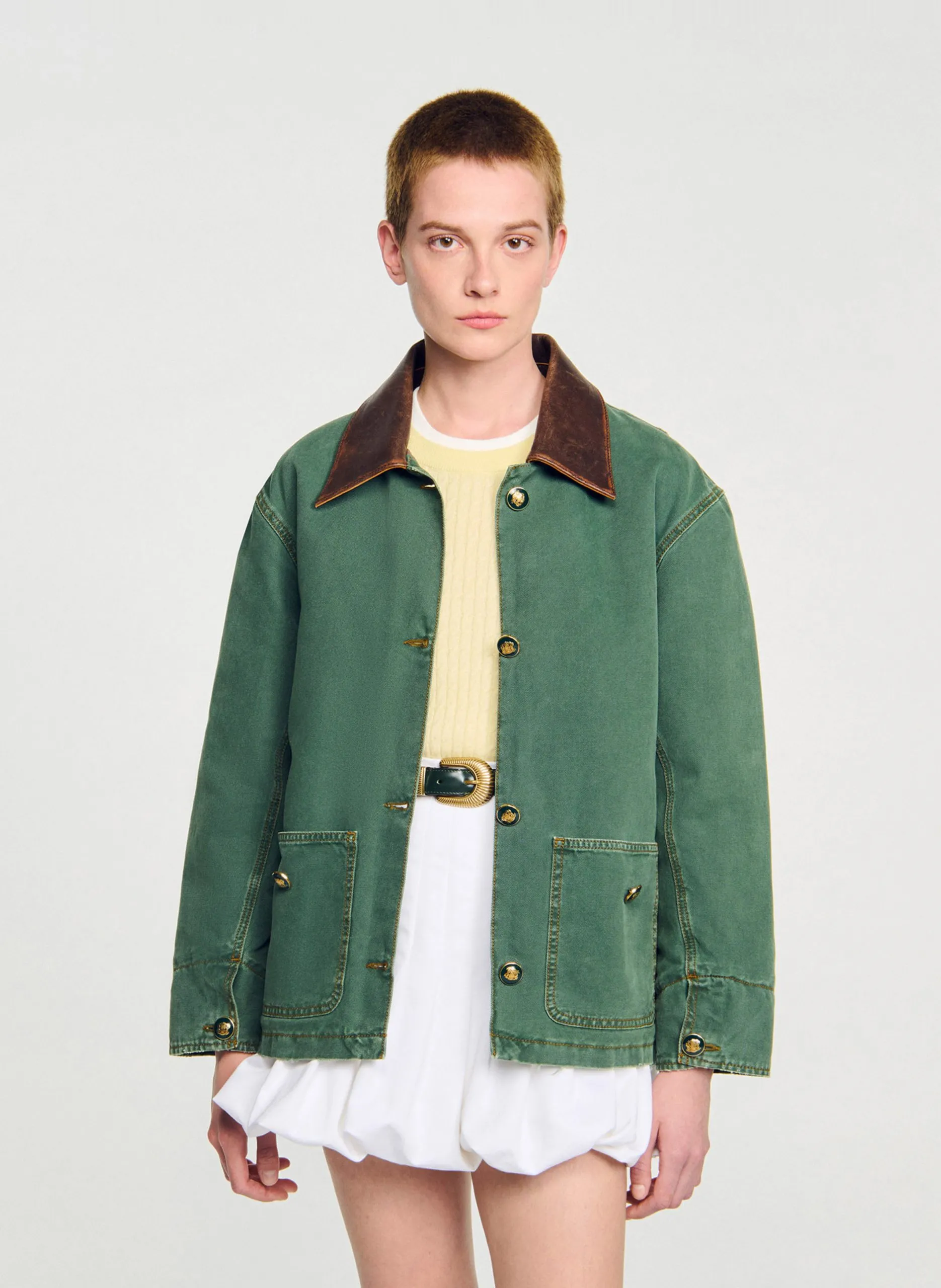 Gerade Baumwolljacke Grun