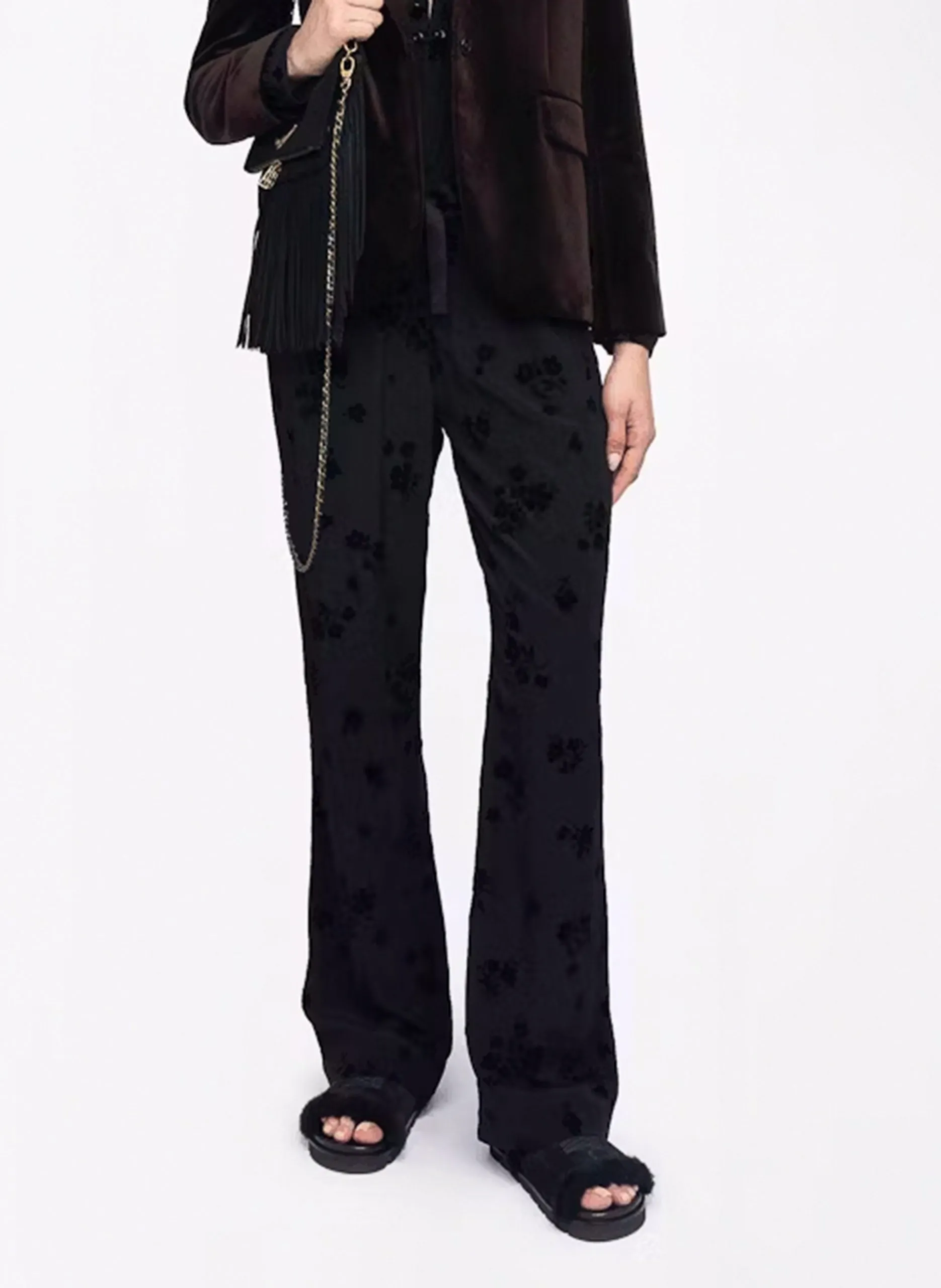 Fließende Jacquard-Hose Schwarz POMA