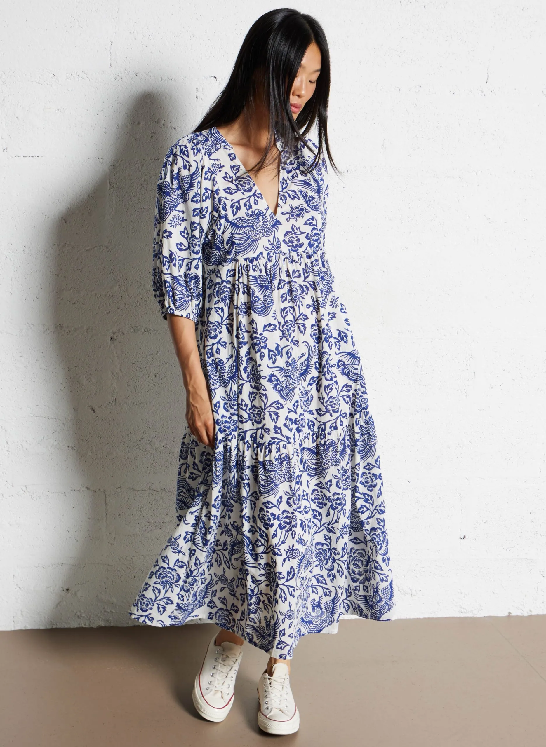 Bedrucktes Kleid Blau LOLY