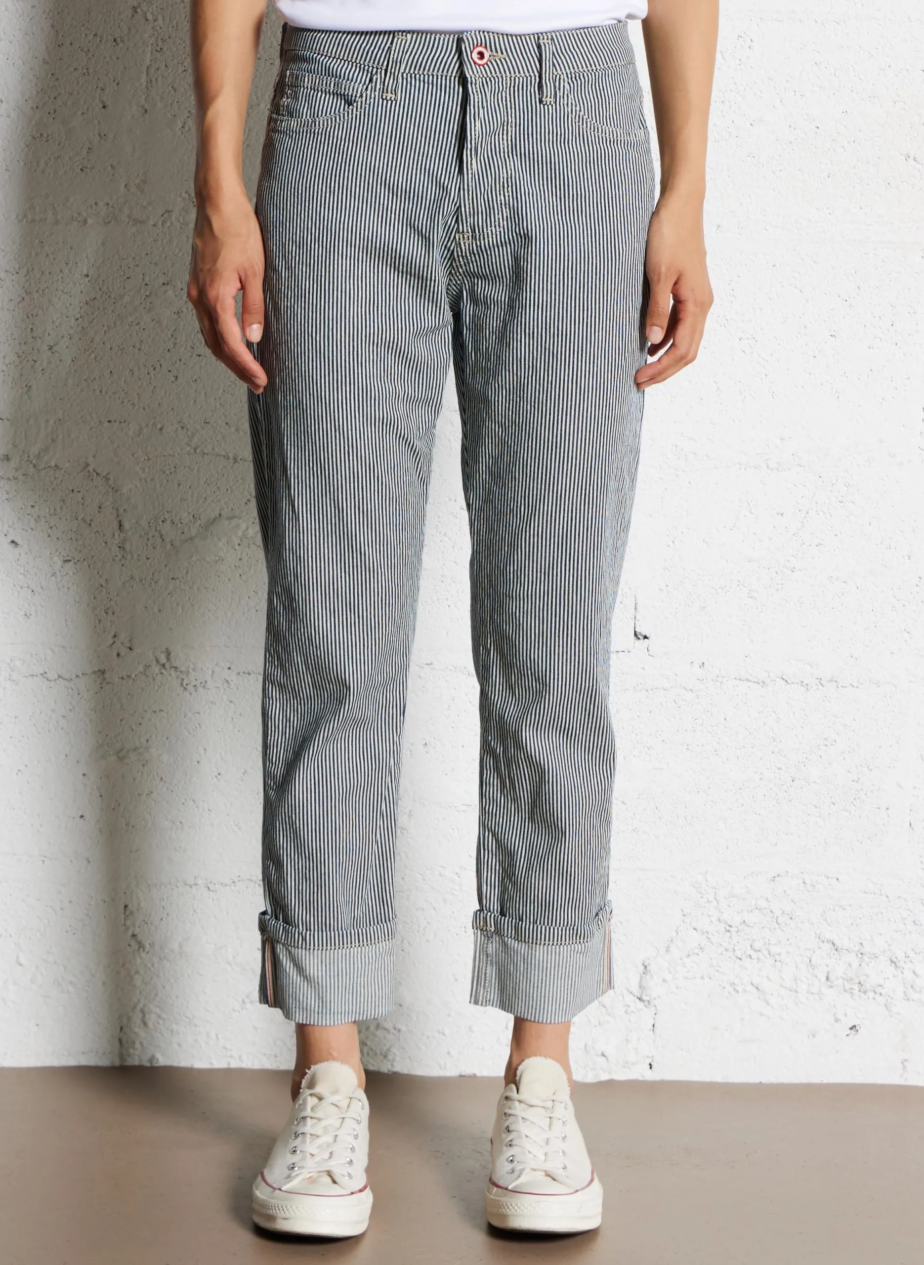 Gerade geschnittene Hose mit Streifen Mehrfarbig