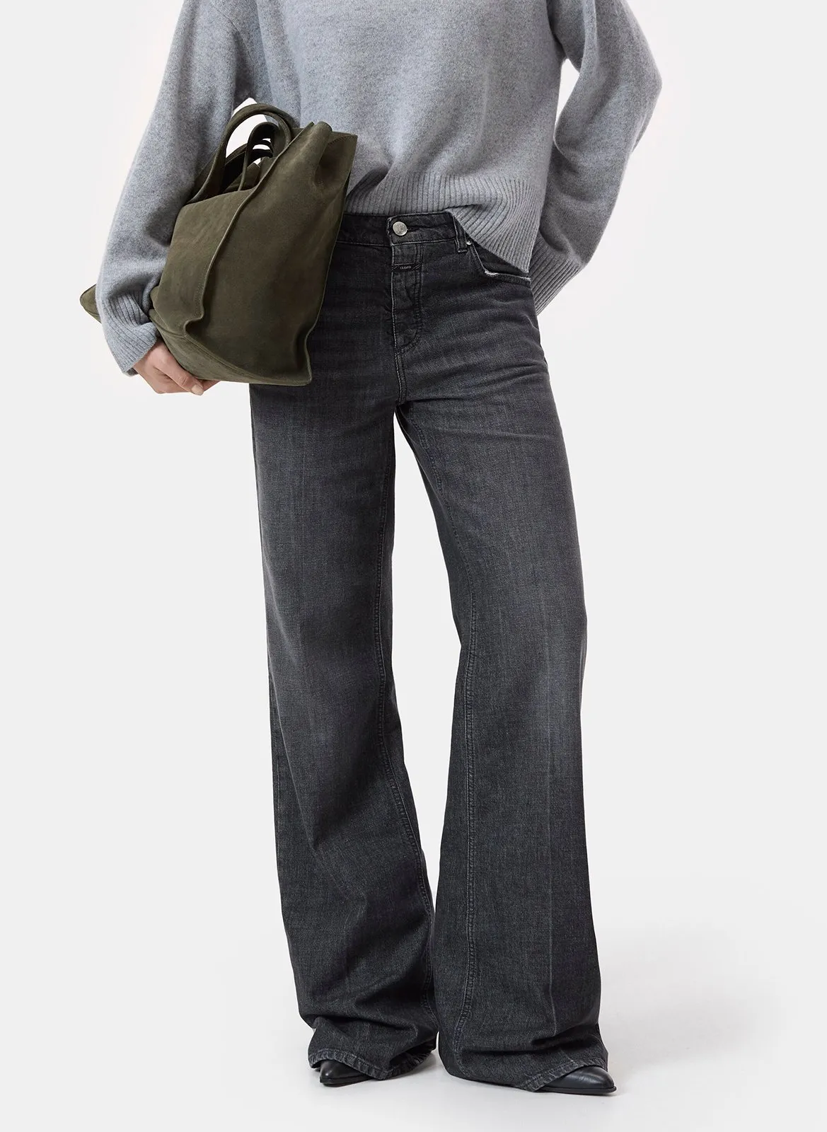 Hoch geschnittene weite Jeans in verwaschenem Look Schwarz GILLAN