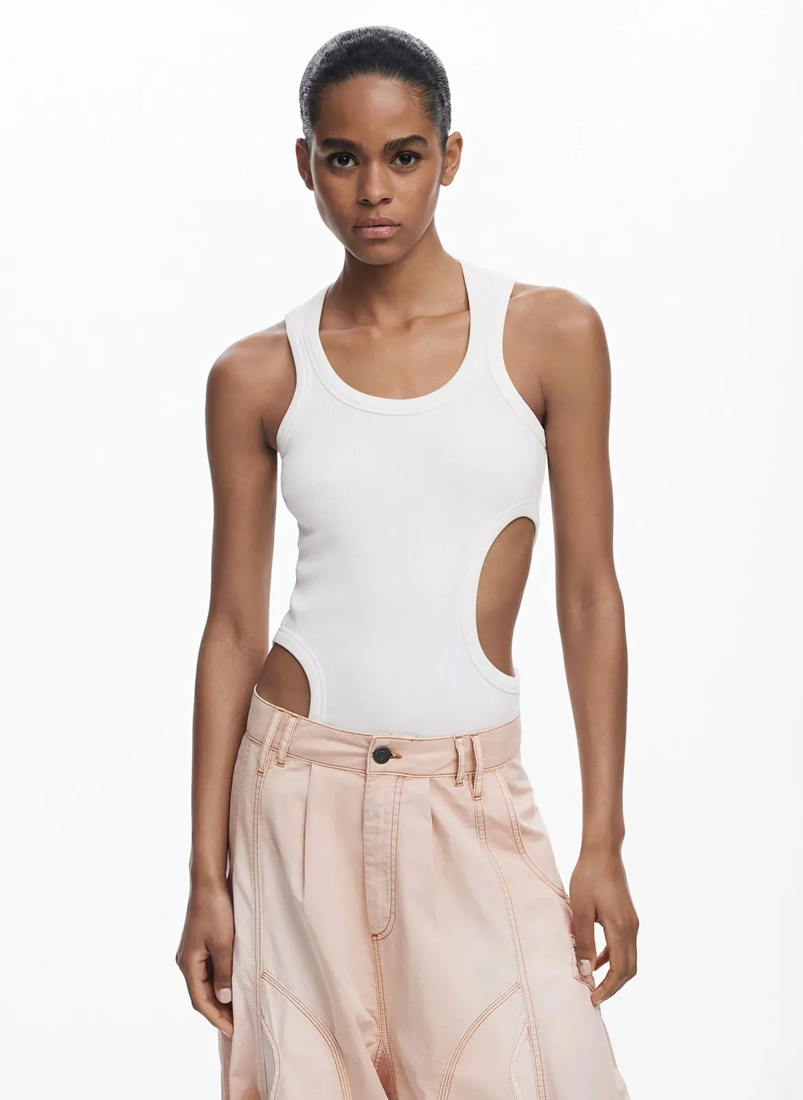 Malilen - Tanktop mit U-Bootausschnitt Weiss