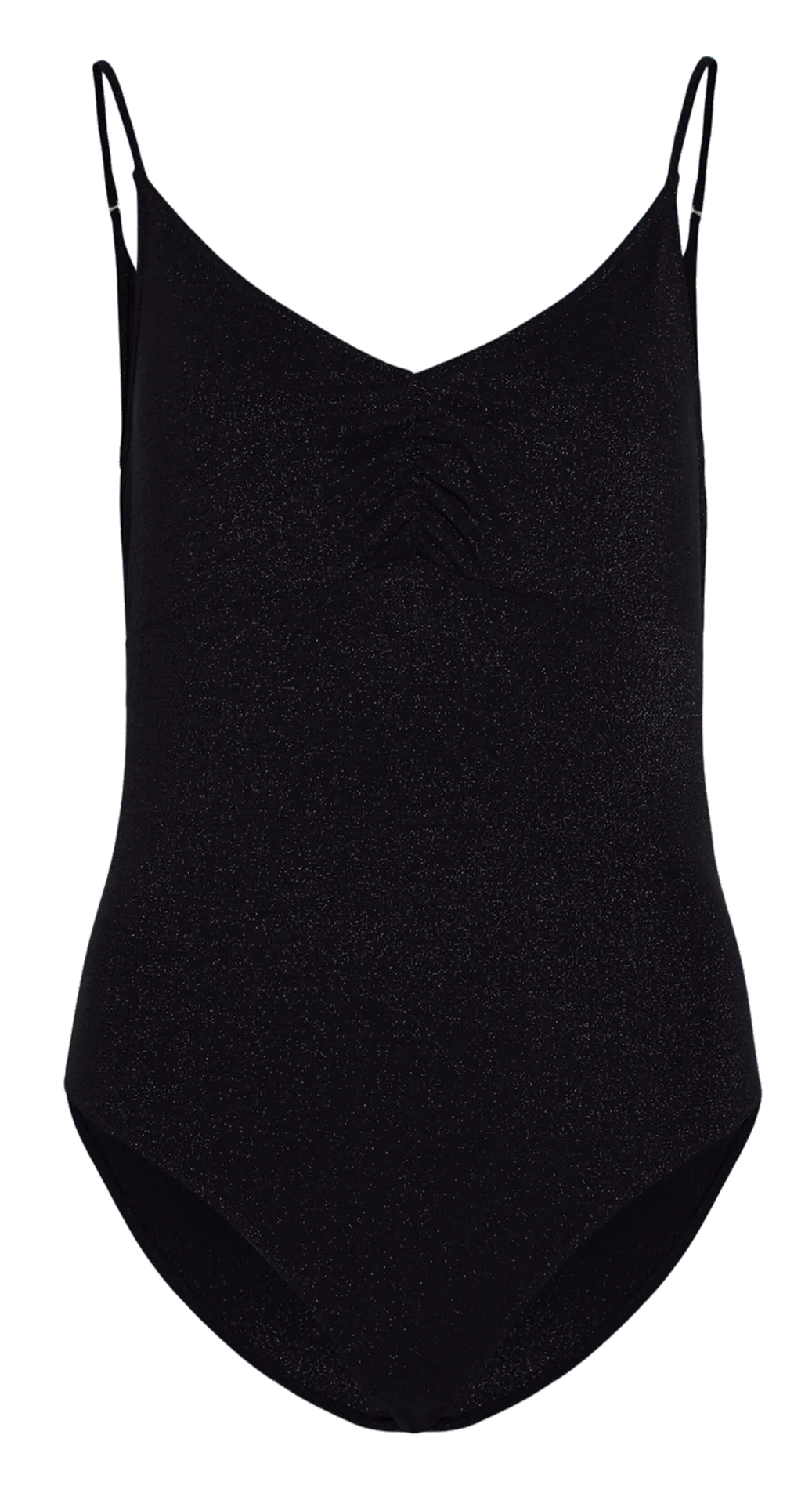 Glitzernder V-Ausschnitt-Body Schwarz LUXI