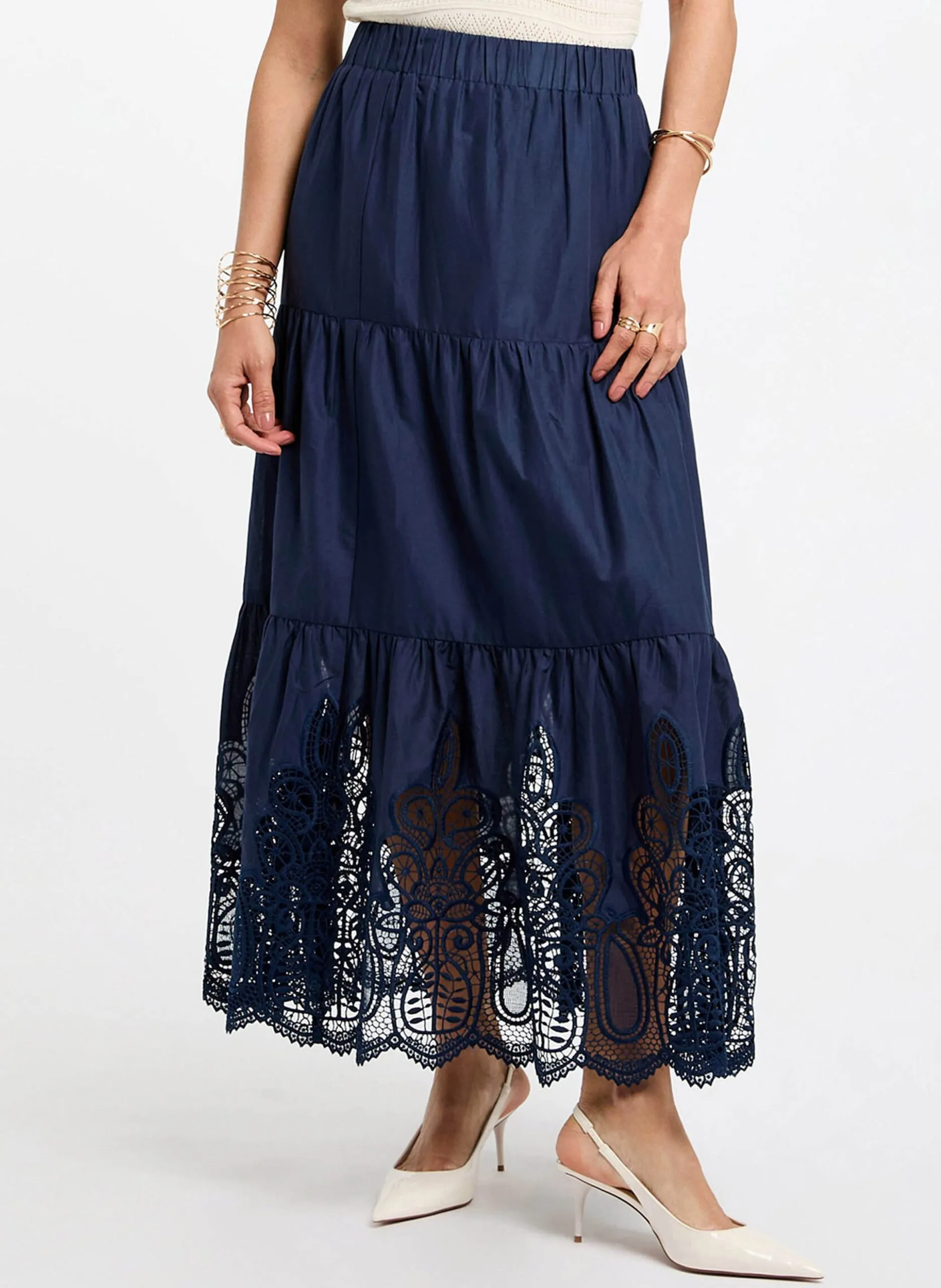 Anaïs - Midirock aus Baumwolle Blau 251-JBOY