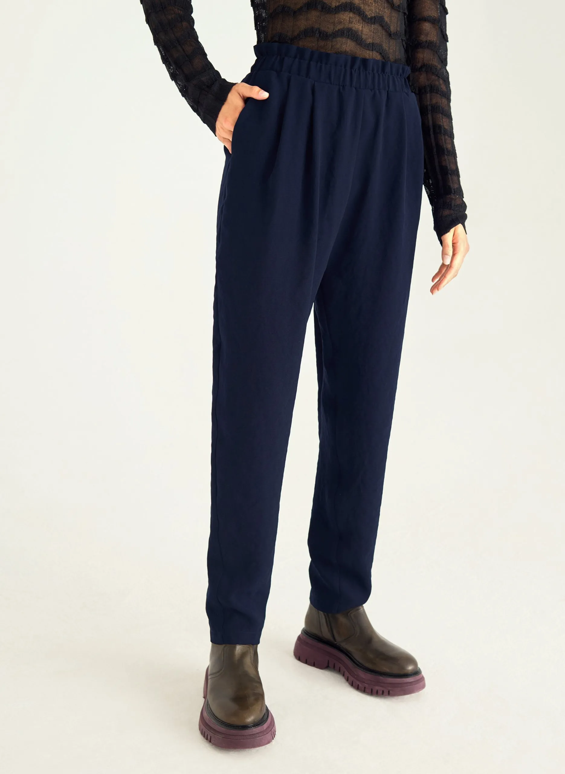 Elastische unifarbene Haremshose Blau