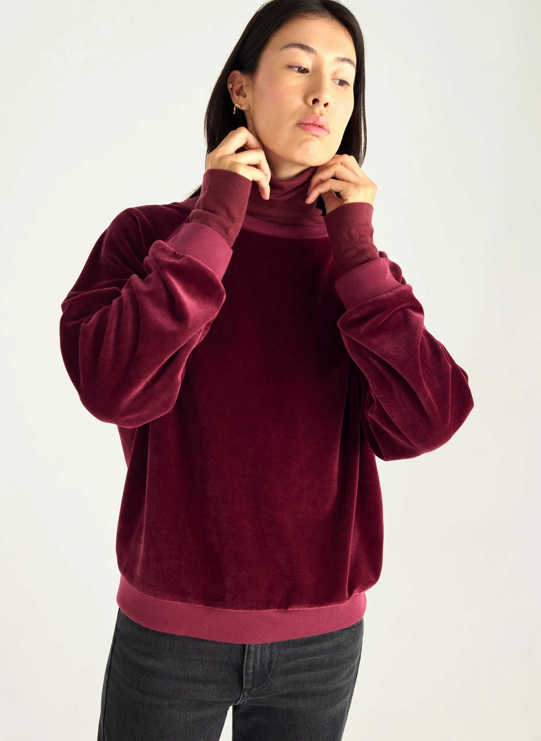 Oversize Rundhalsausschnitt Sweatshirt Rot