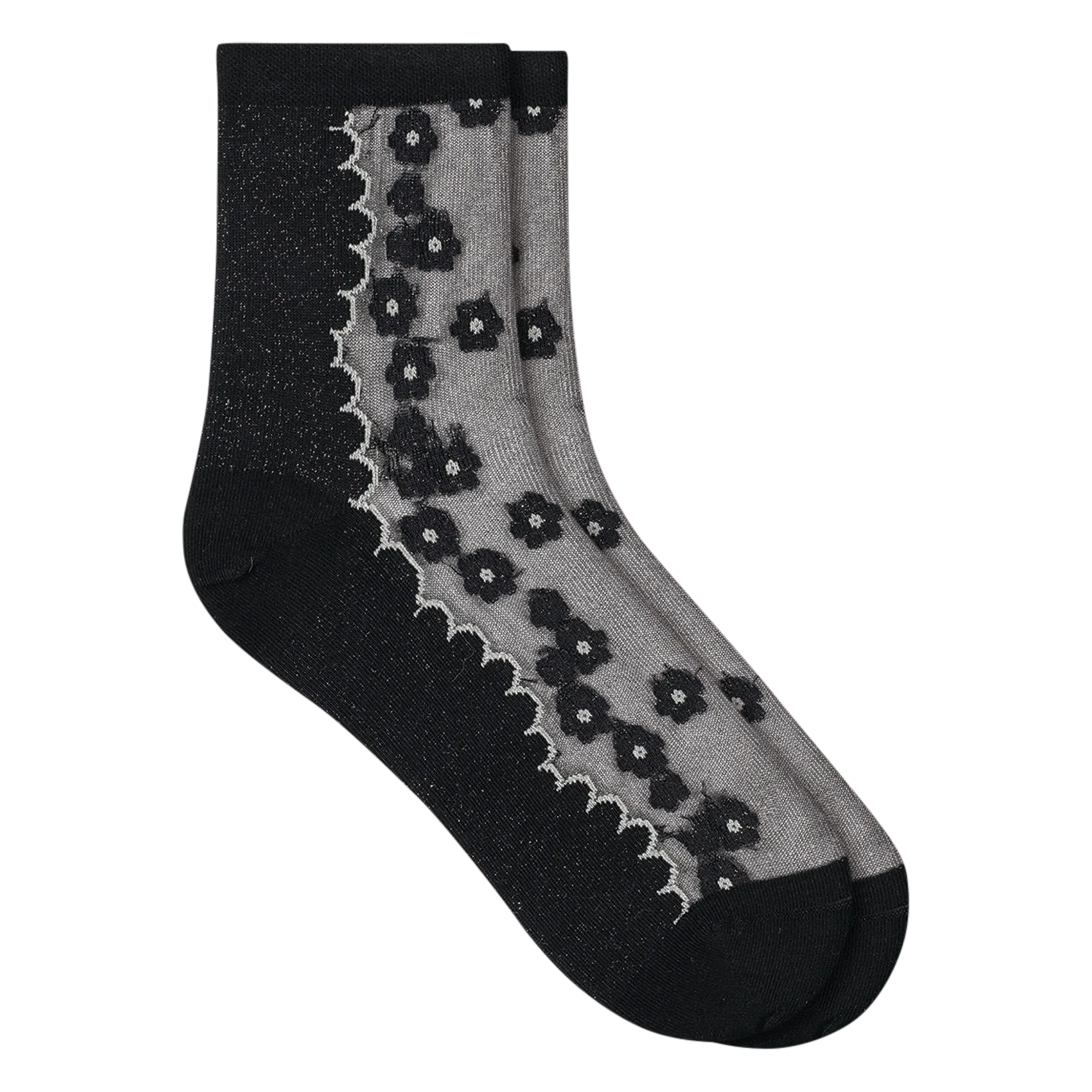 Halbhohe metallic Socken Schwarz