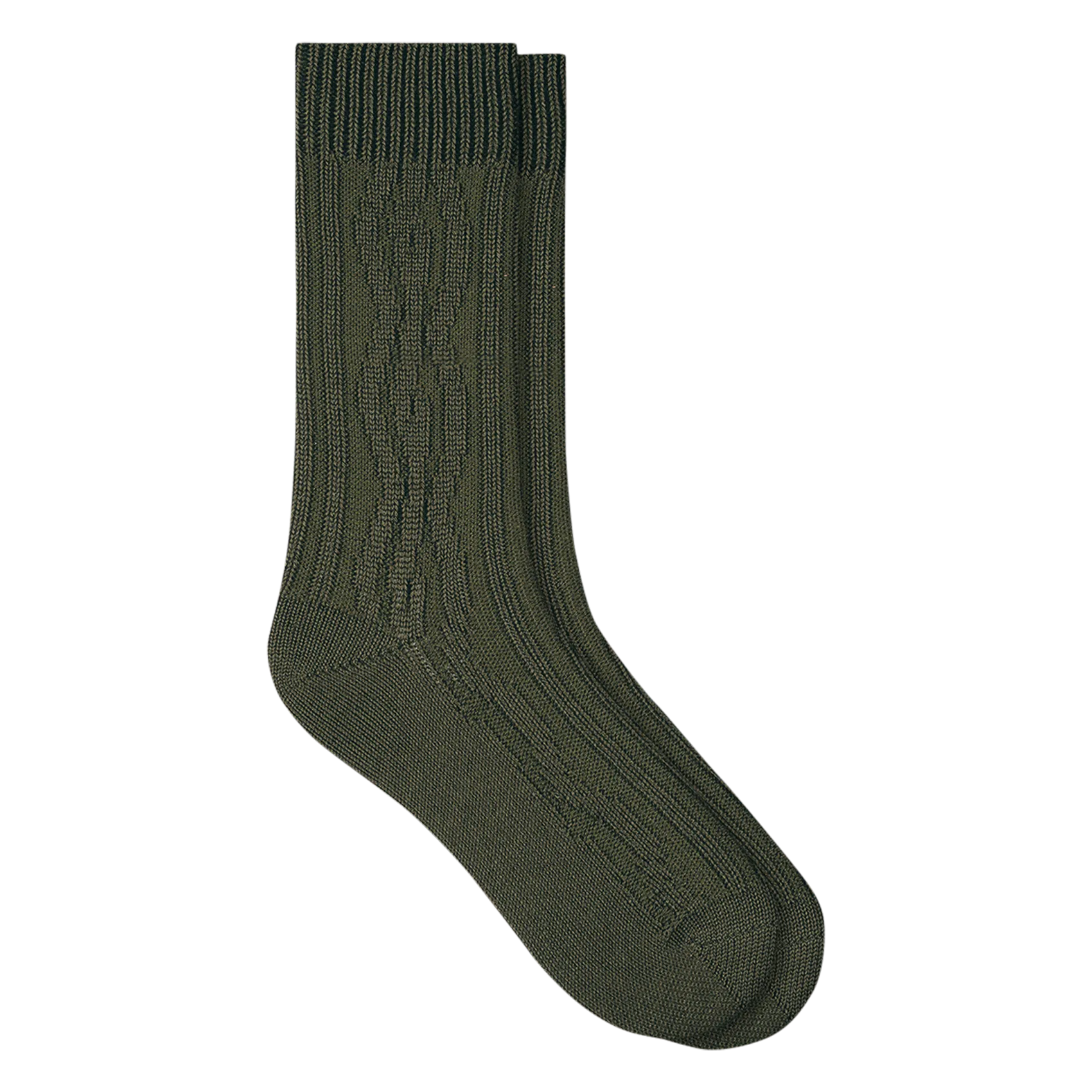 Gerippte Socken aus Wollmix Khaki