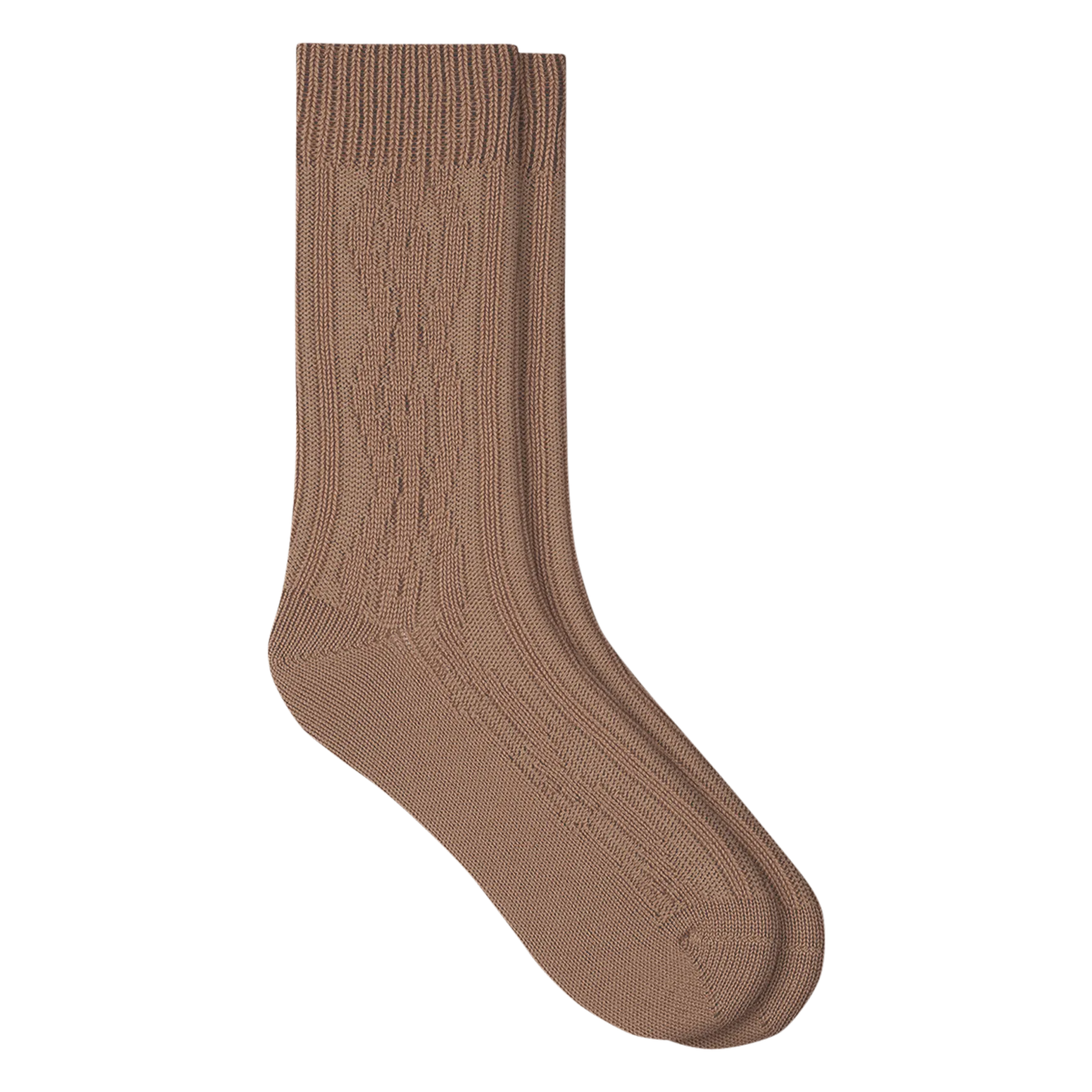Gerippte Socken aus Wollmix Braun
