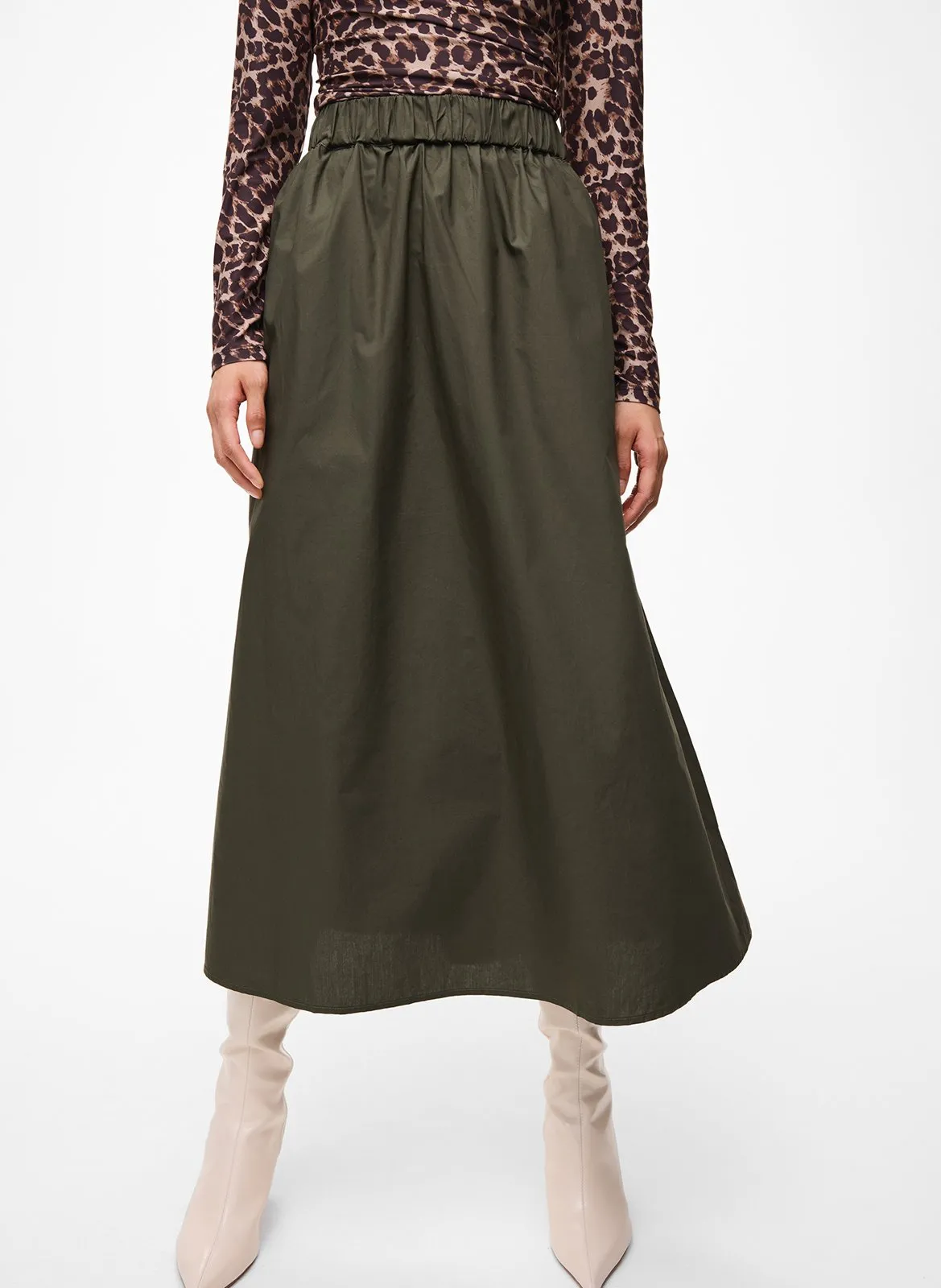 Midi-Rock aus Bio-Baumwolle Grun SOPHIE