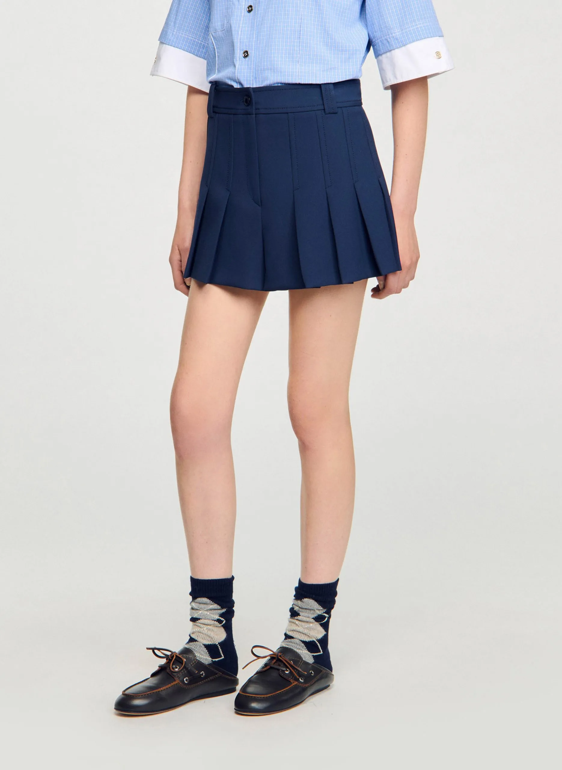 Kurzer Plissee-Rock Blau