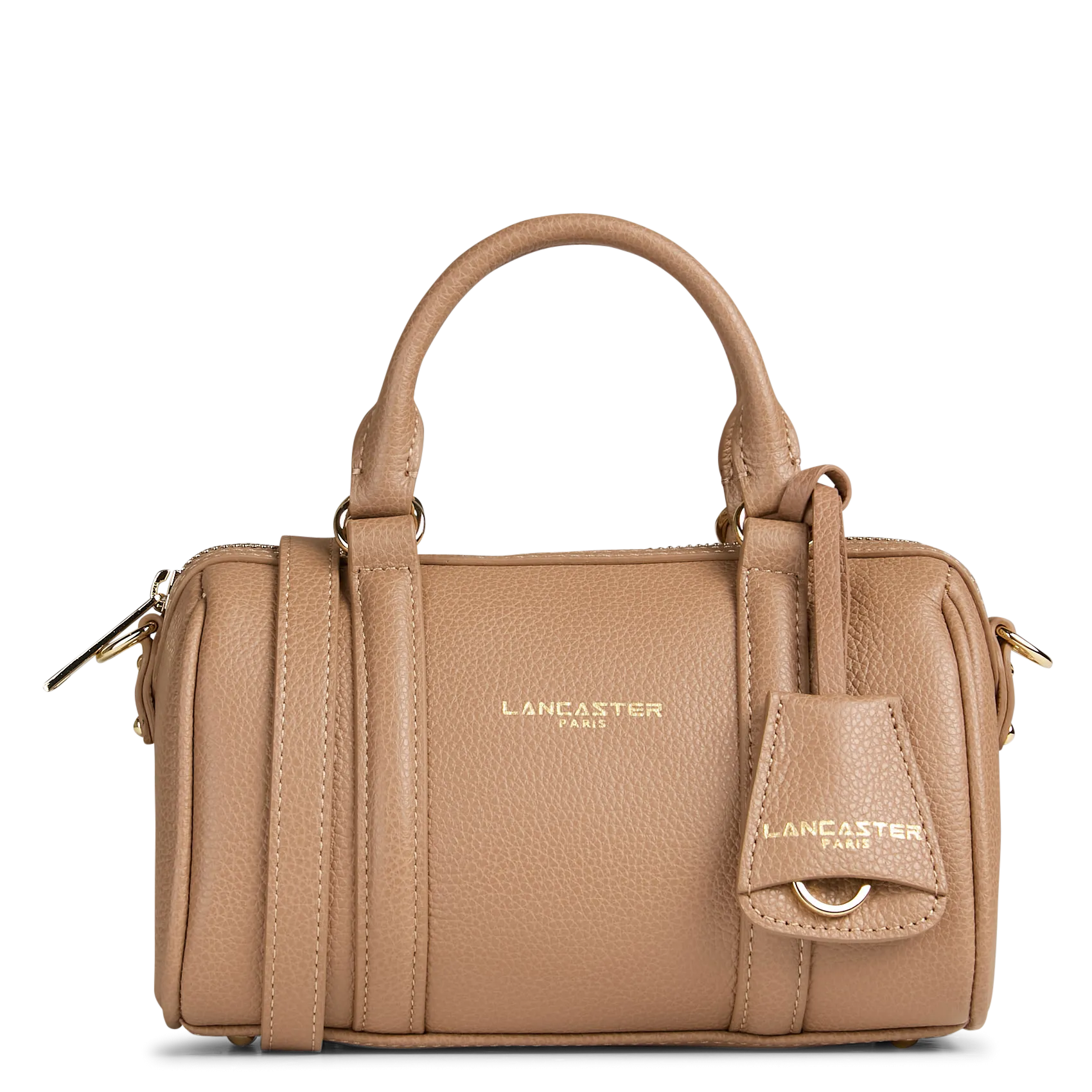 Kleine Bowlingtasche aus genarbtem Leder Beige MILANO ANA
