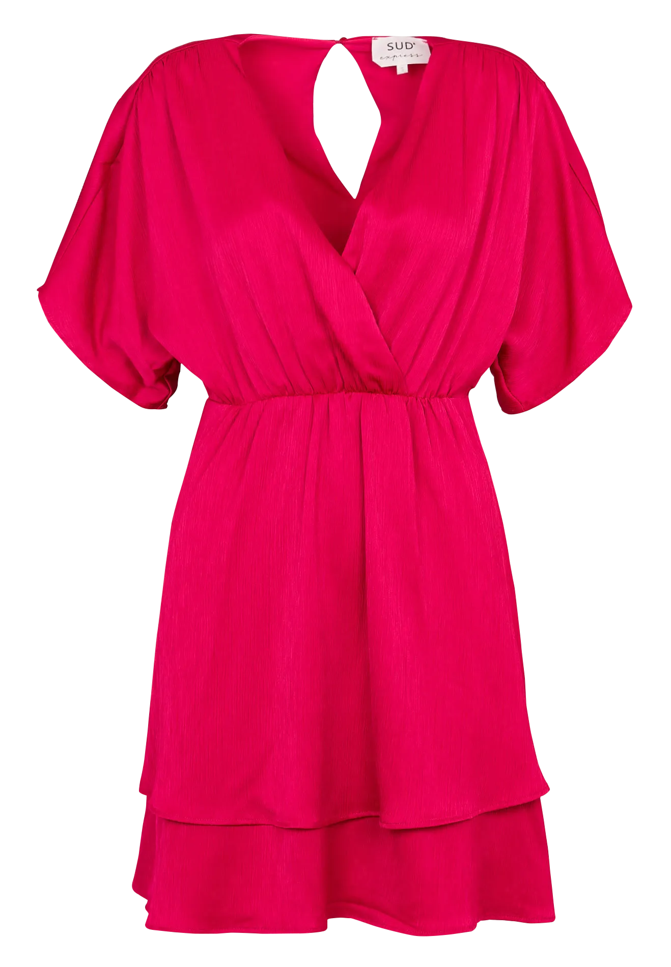 Tailliertes, kurzes Kleid mit V-Ausschnitt Rosa MALHIA