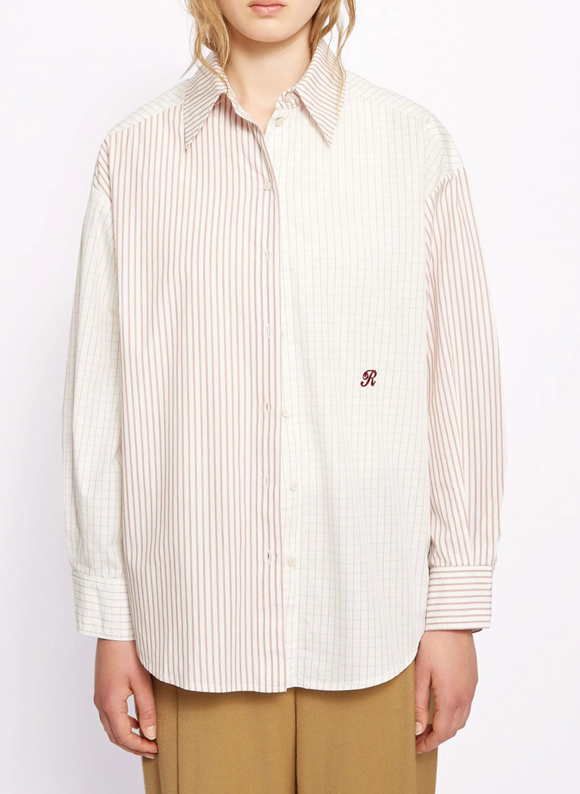 Baumwollbluse mit klassischem Kragen Rot FIRST