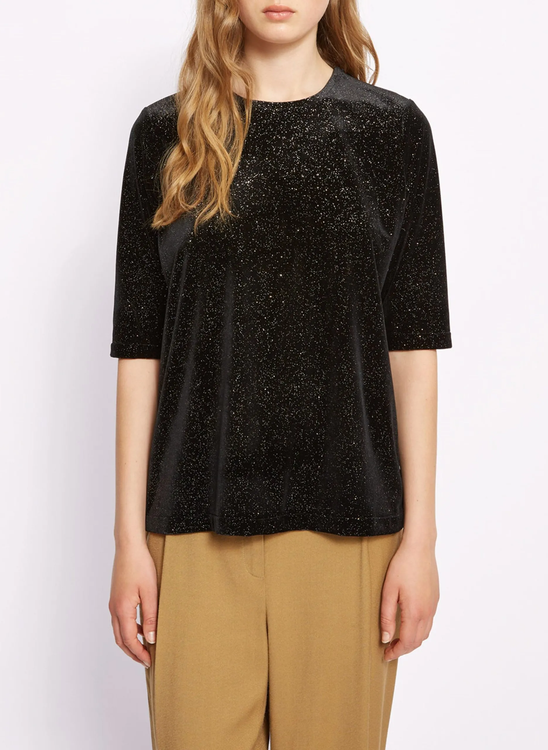 Rundhals-T-Shirt mit Pailletten Schwarz MARTIAL