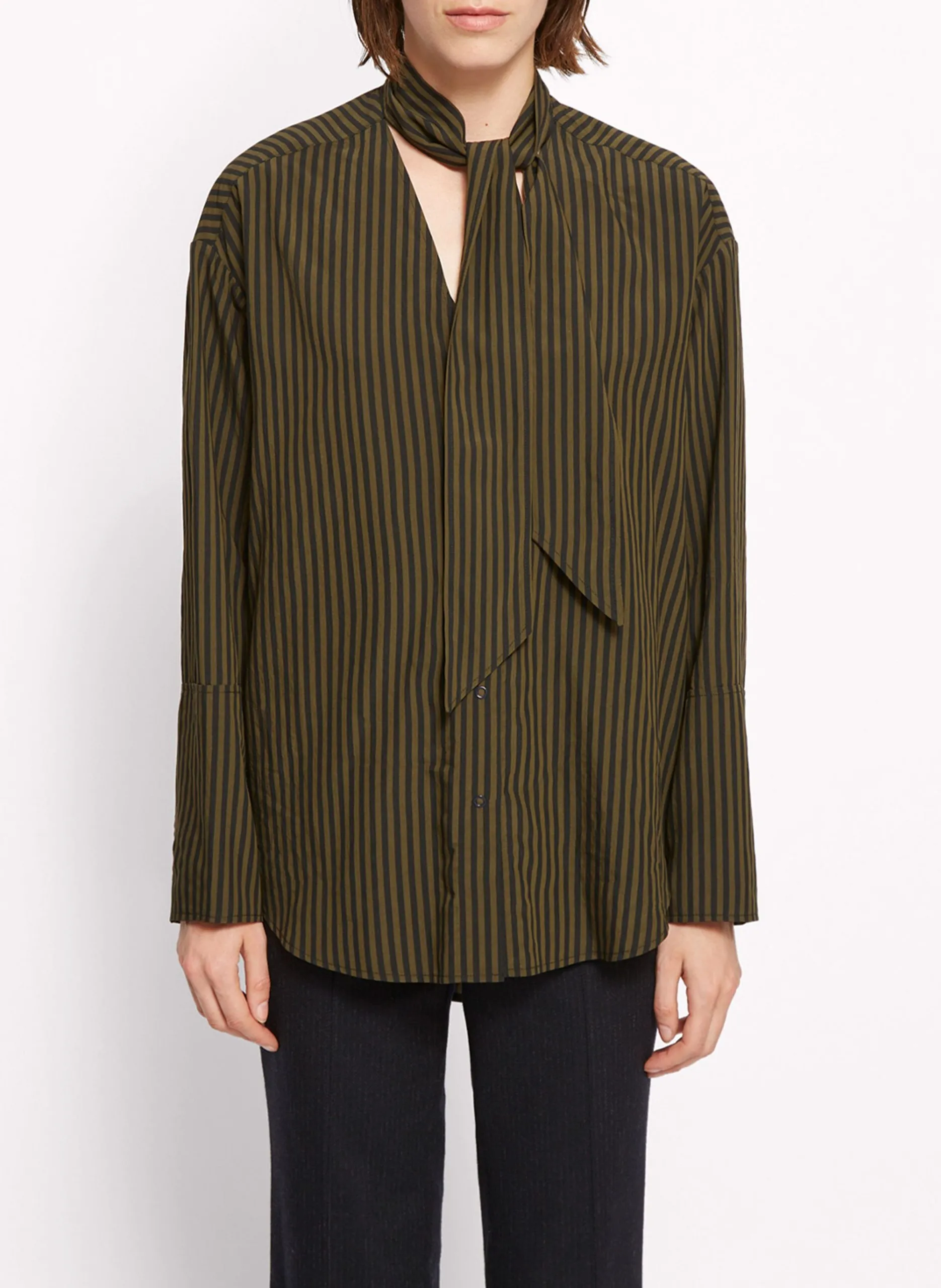 Gestreifte Bluse mit Rundhalsausschnitt Grun VITO