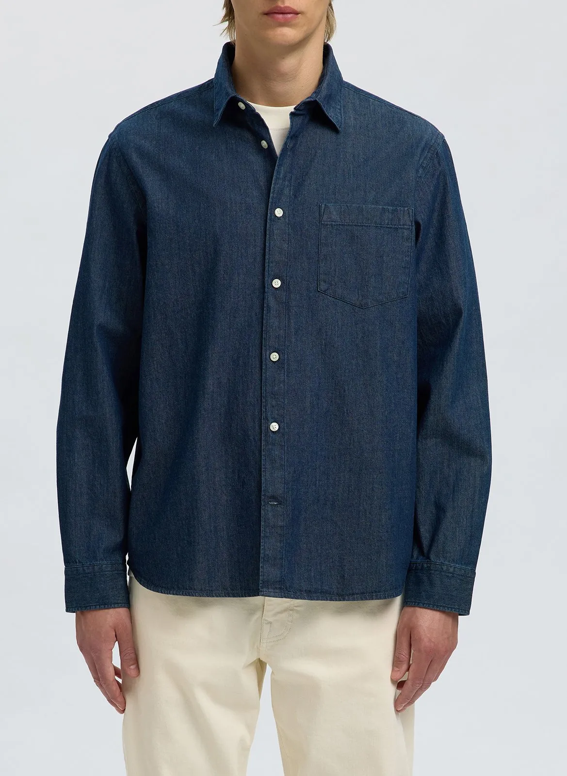 Gerade geschnittenes Hemd aus Bio-Baumwolle Blau CARLO