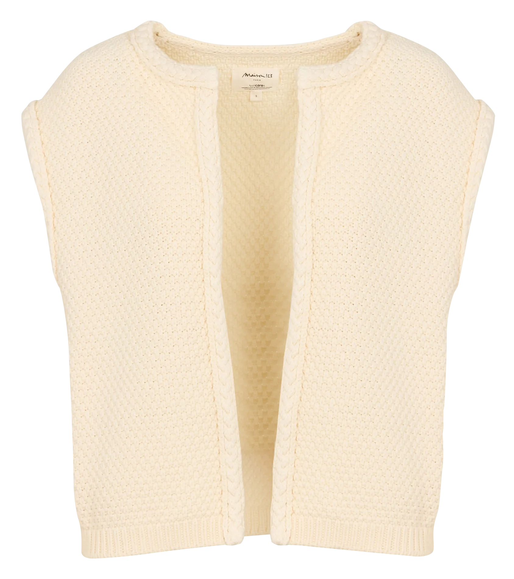 Ärmellose geflochtene Weste uni Beige BETSY