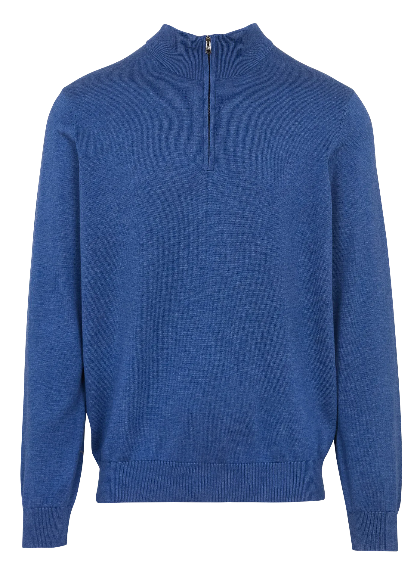 Gerader Pullover mit Reißverschlusskragen aus Baumwollmischung Blau