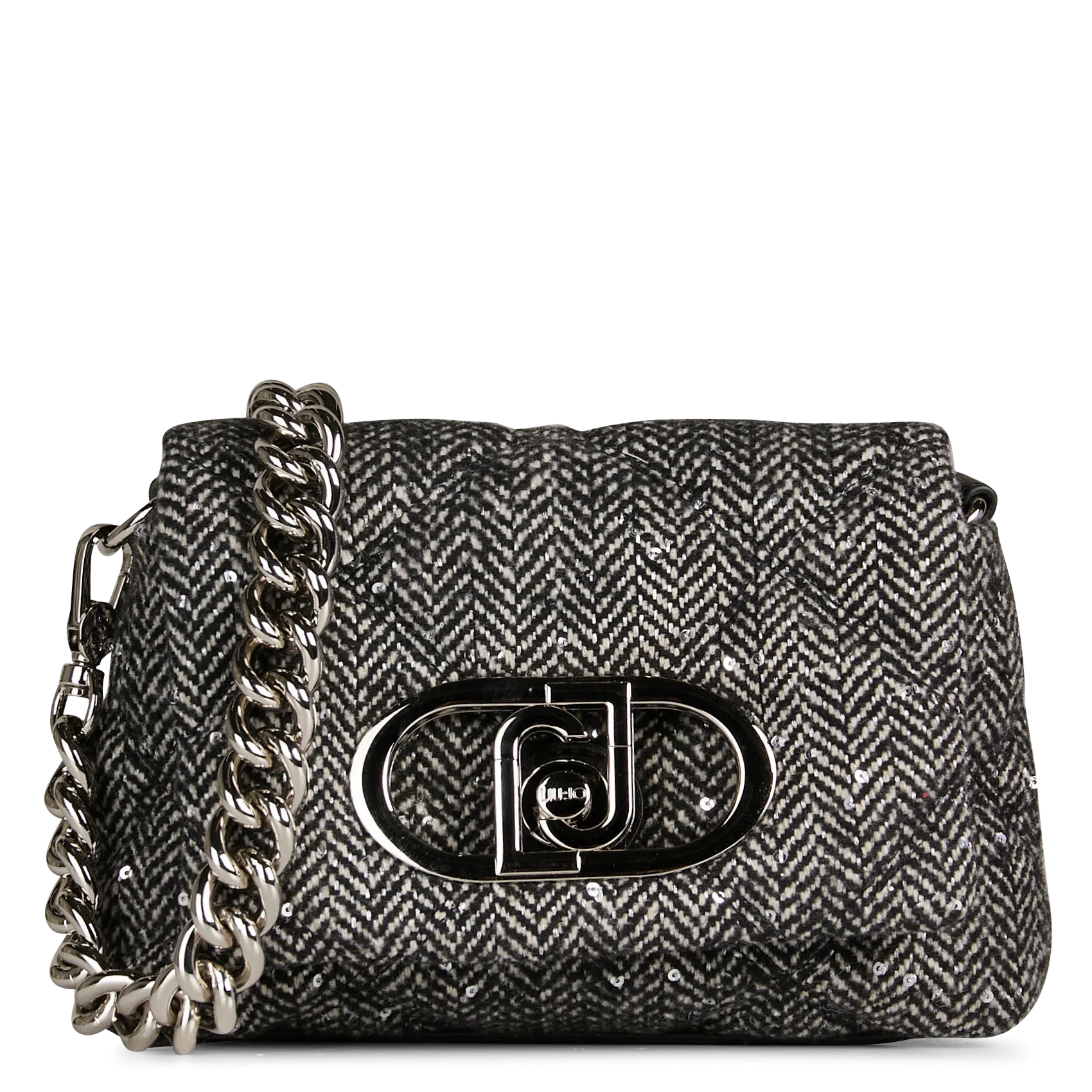 Umhängetasche mit Zickzackmuster Schwarz