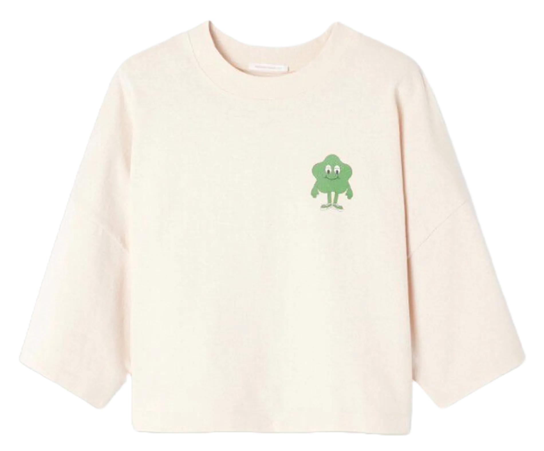 Weites T-Shirt mit kurzen Ärmeln und Rundhalsausschnitt Beige JUBYK