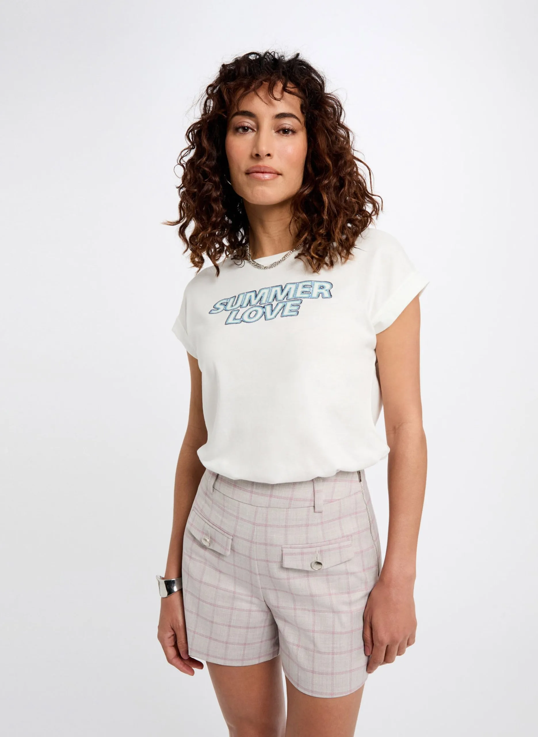 Gerade geschnittene Karo-Shorts Mehrfarbig 252-SHOLO.F