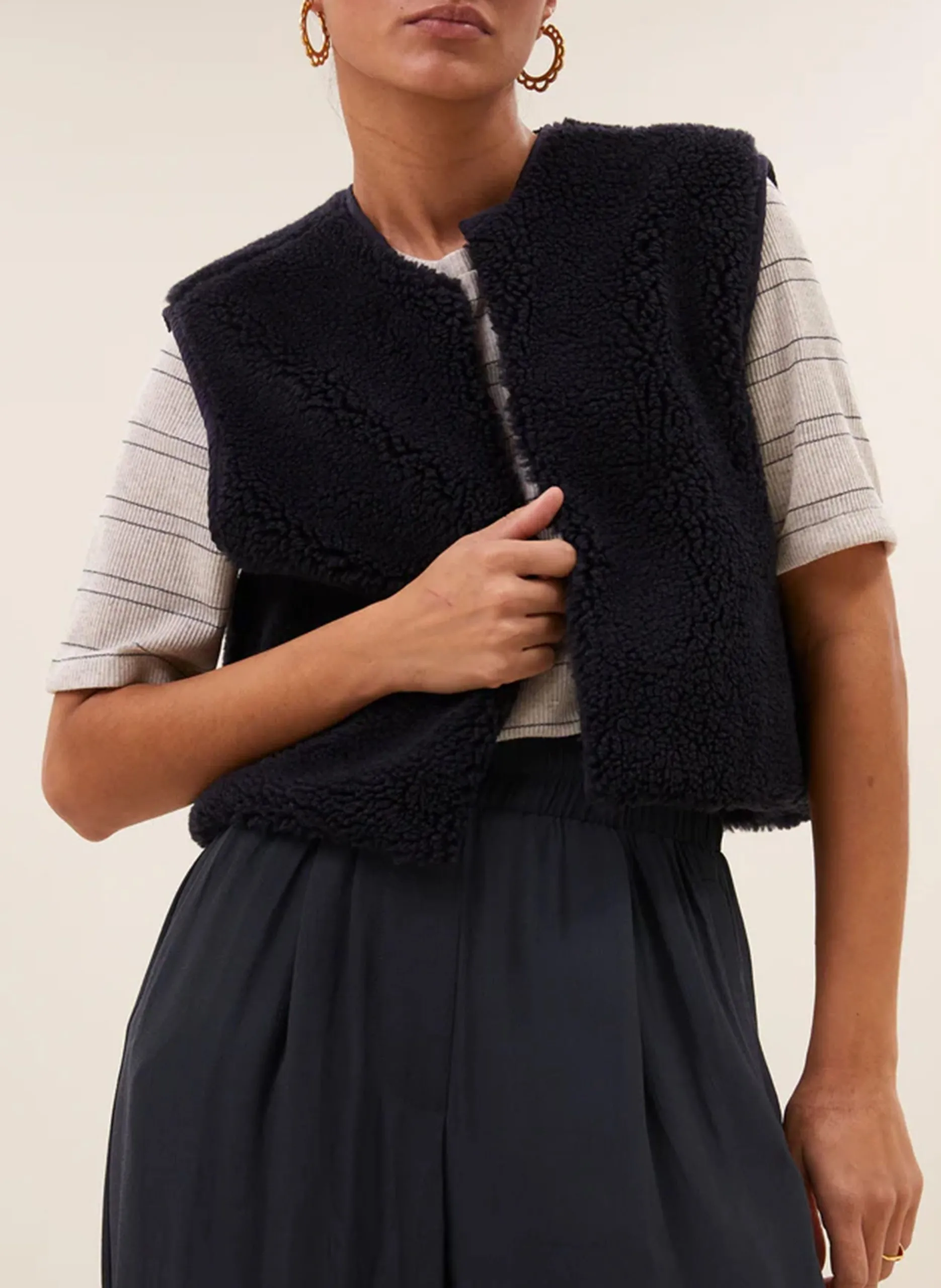 Gerade geschnittene Kunstpelz-Weste Blau WOLLY