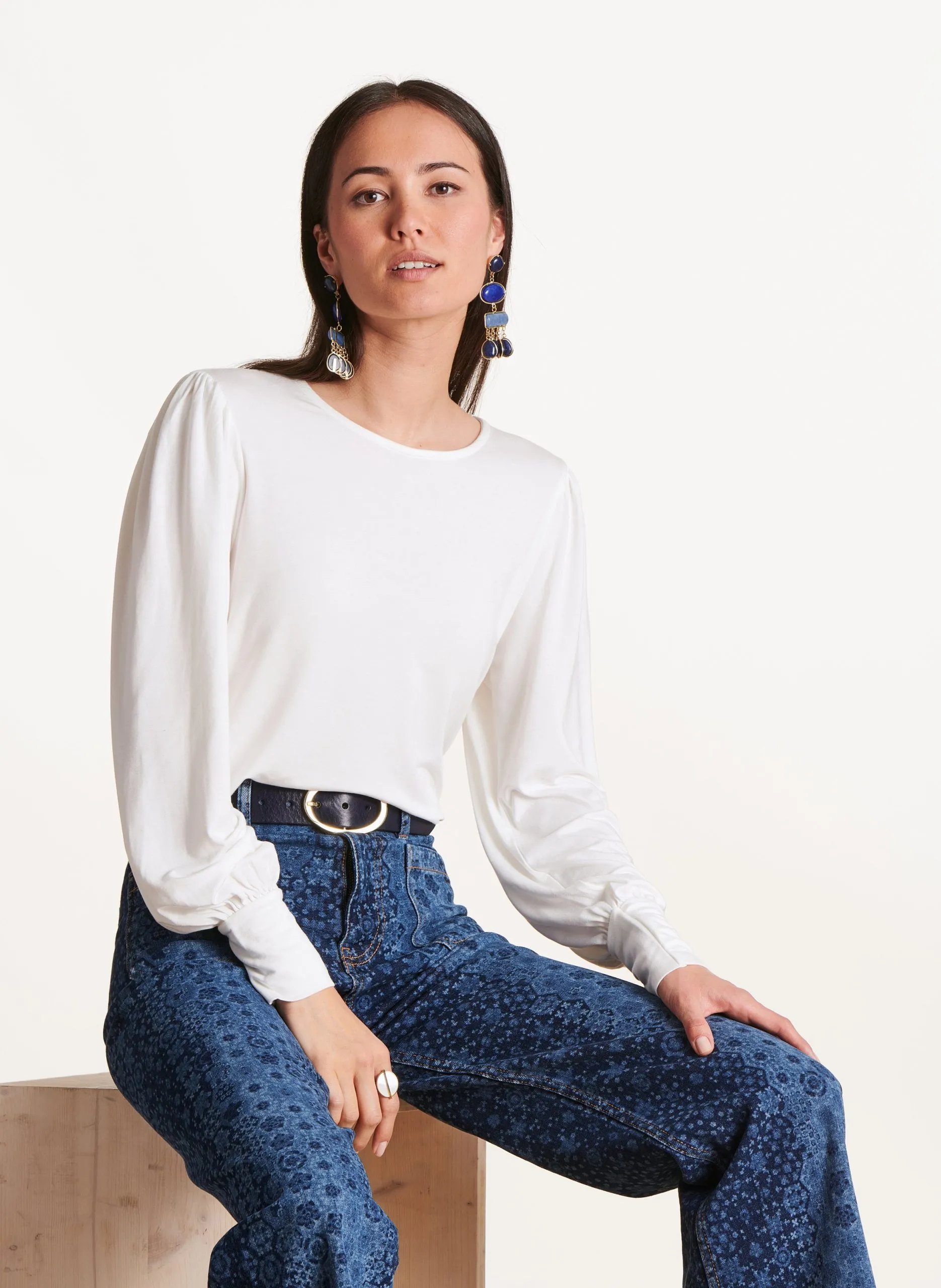 Eyelet - Oversize-T-Shirt Weiss