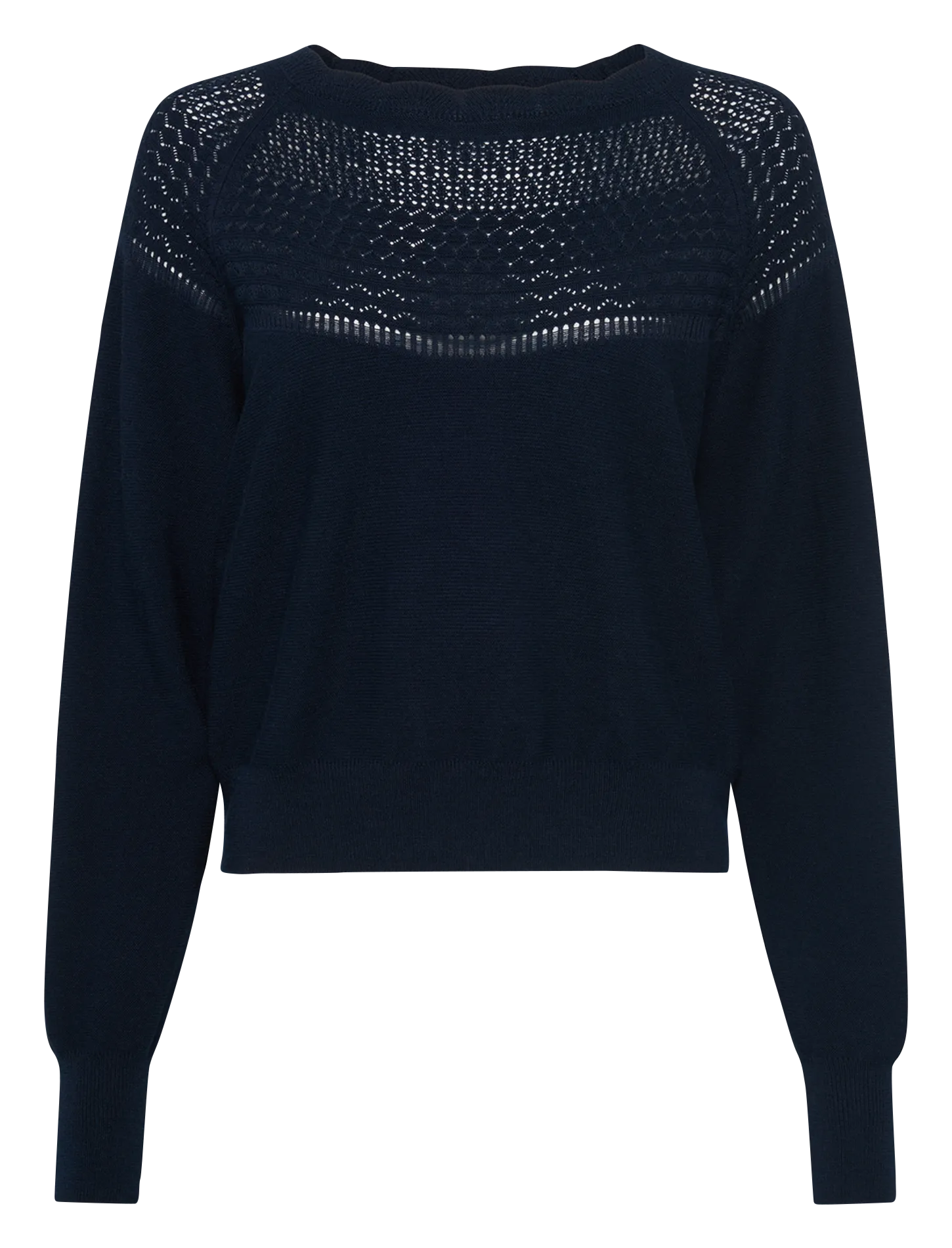 Boot-Ausschnitt-Pullover mit Lochdetails Blau ELEO