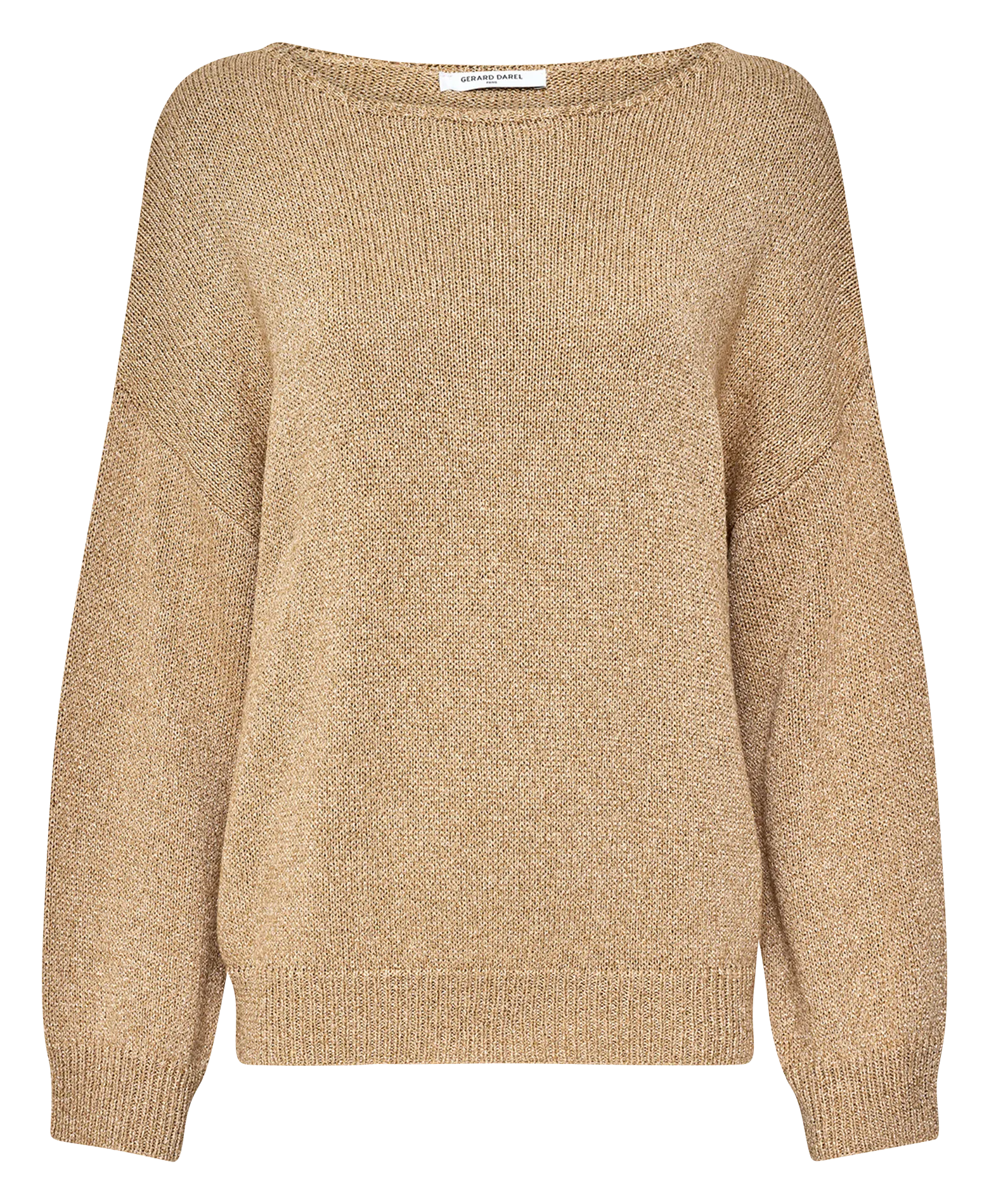 Weiter Pullover mit Bootsausschnitt aus Lurex-Strick Golden ELIANNA