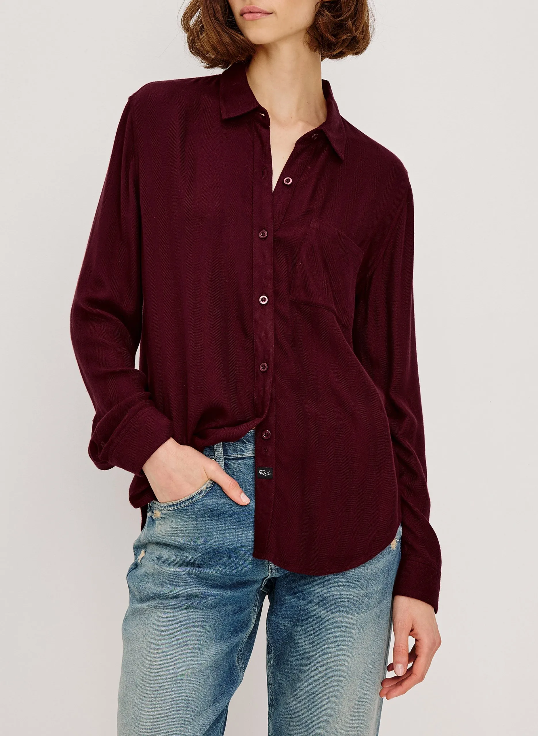 Gerade geschnittene Bluse mit Karomuster Rot HUNTER