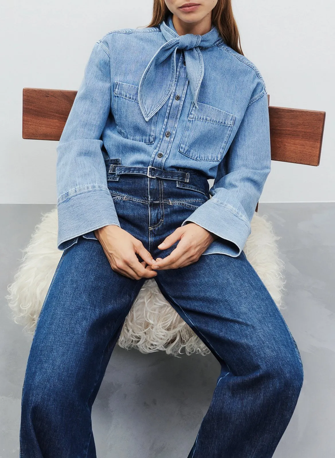 Farbige Straight Cut Jeans mit 5 Taschen Blau FLOUI-X