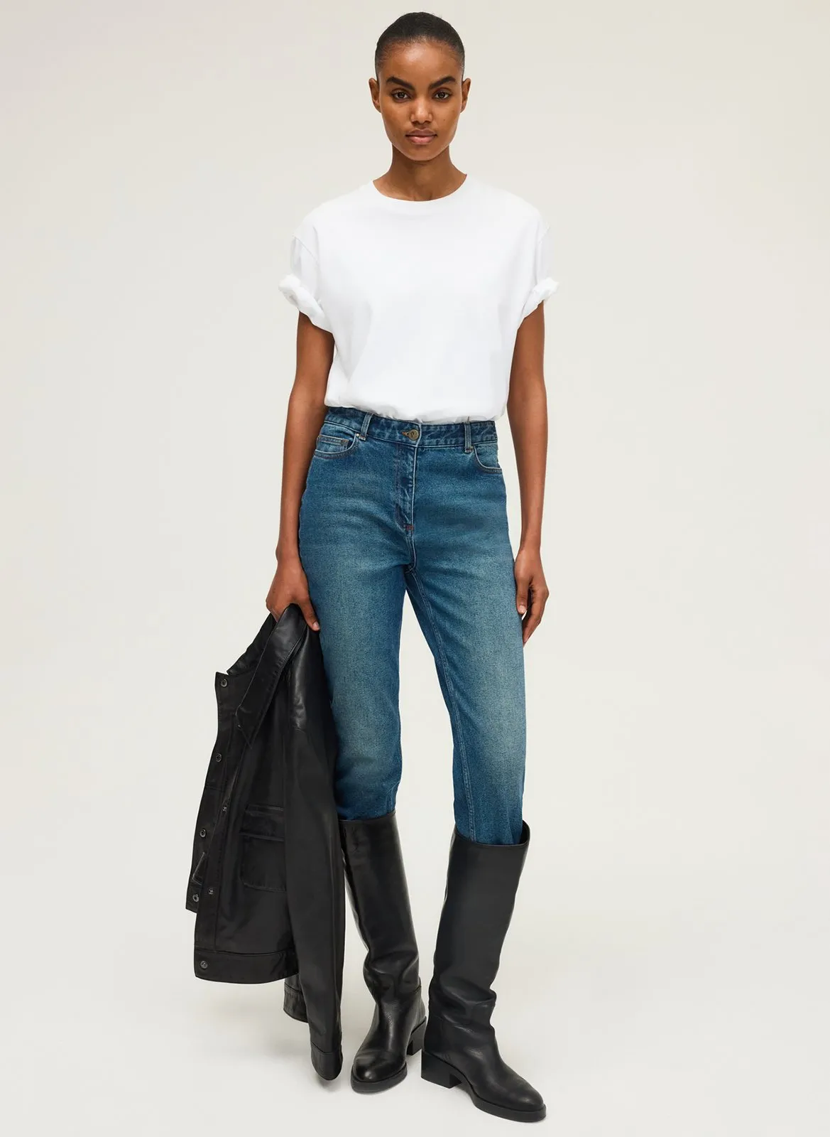 Baumwoll-Pullover mit Rundhalsausschnitt Beige HEVA