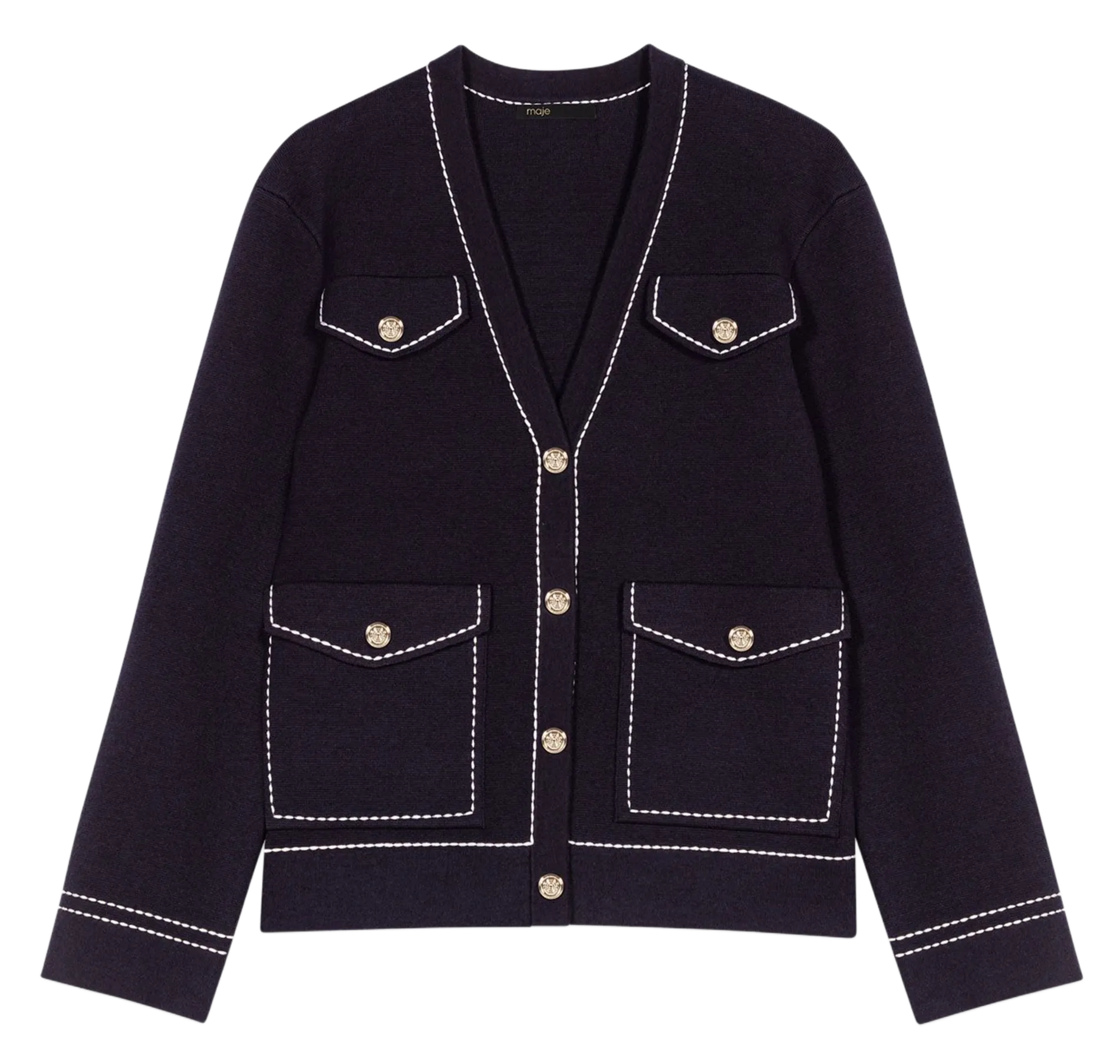 V-Ausschnitt Cardigan mit fantasievollen Knöpfen Blau