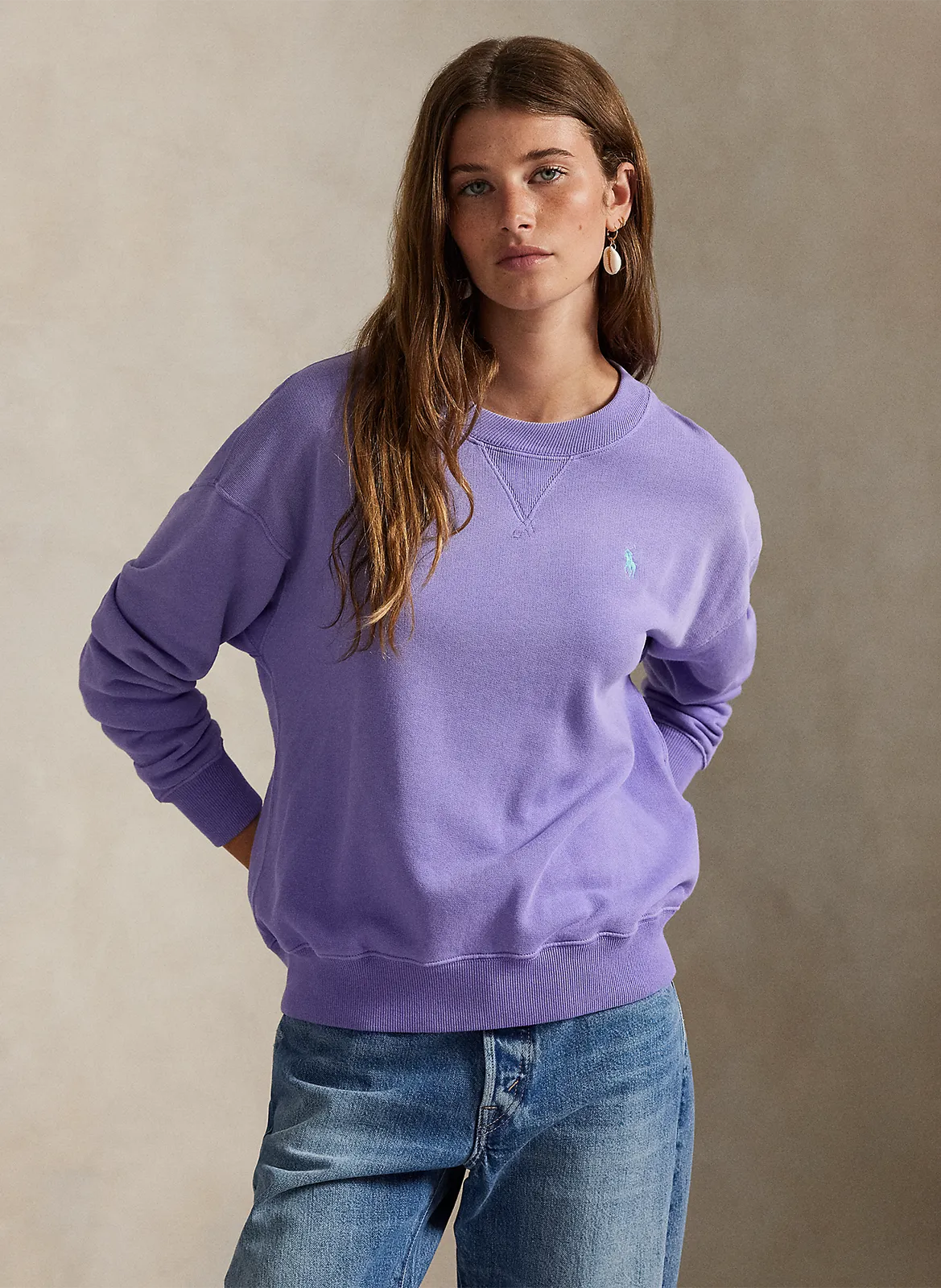 Rundhals-Sweatshirt aus Baumwoll-Mix Violett