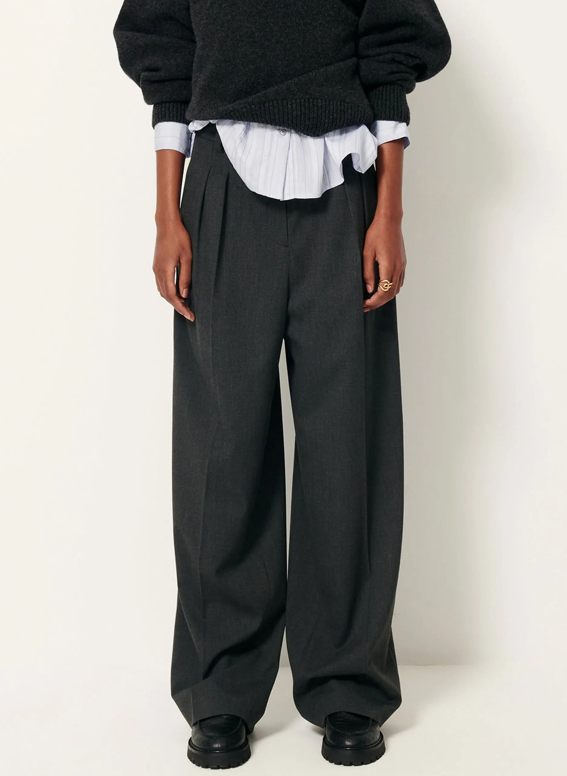 Gerade geschnittene Hose aus gestreifter Wollmischung Grau EMILIO