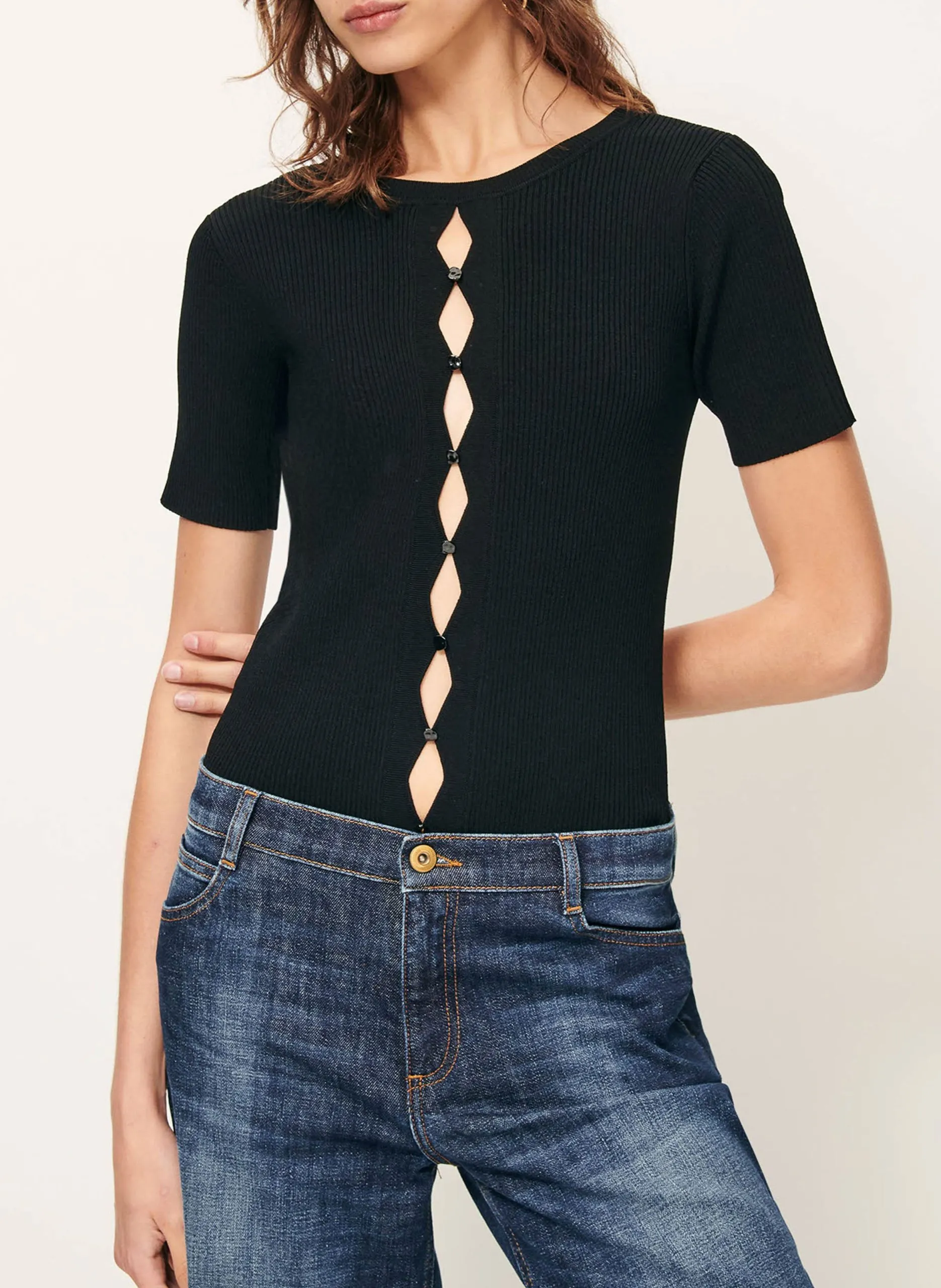 Anliegender Rundhalsausschnitt-Pullover Schwarz CASTELLI