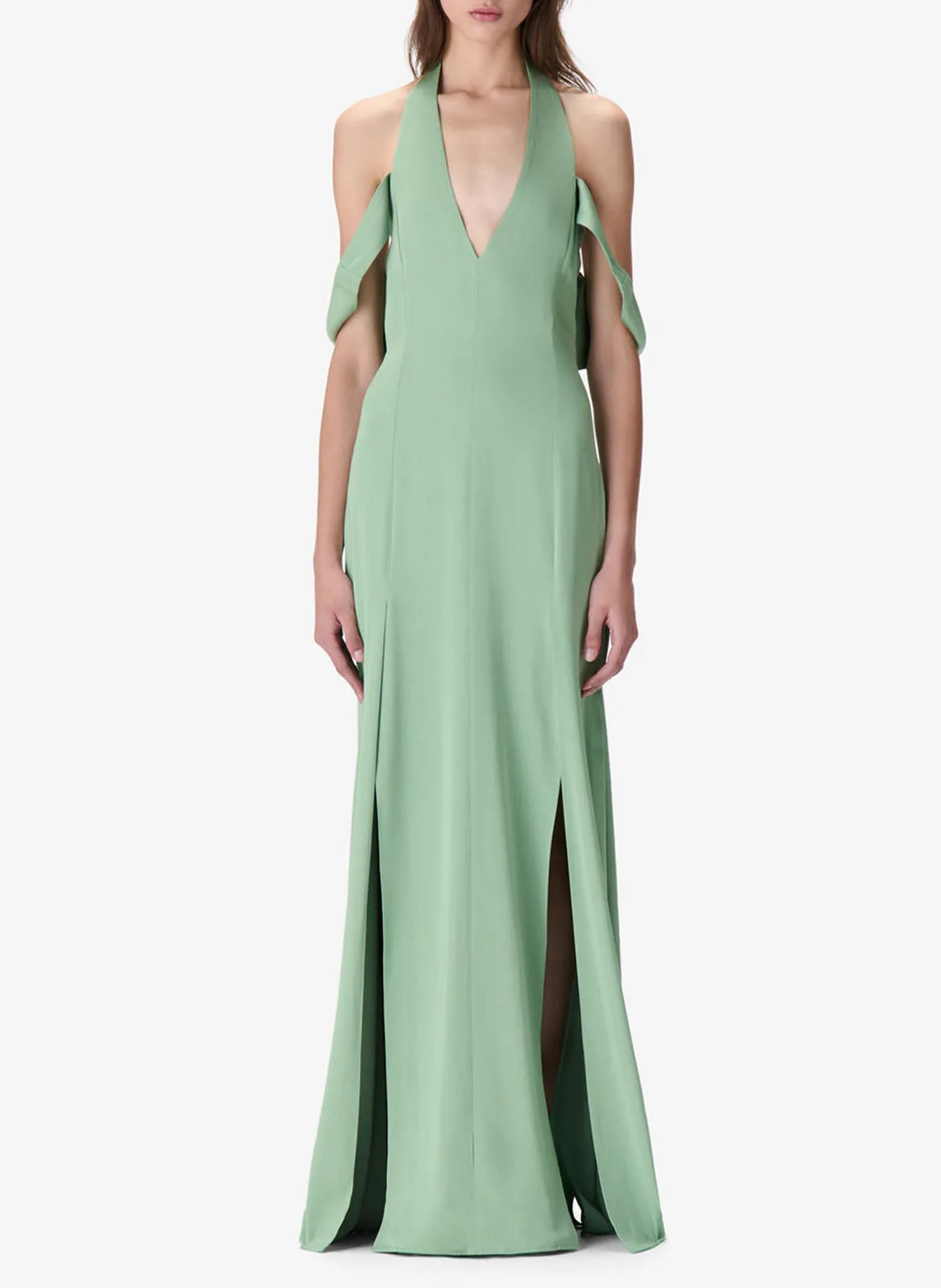 Kurzes asymmetrisches Kleid mit Mustern Grun SINNIA