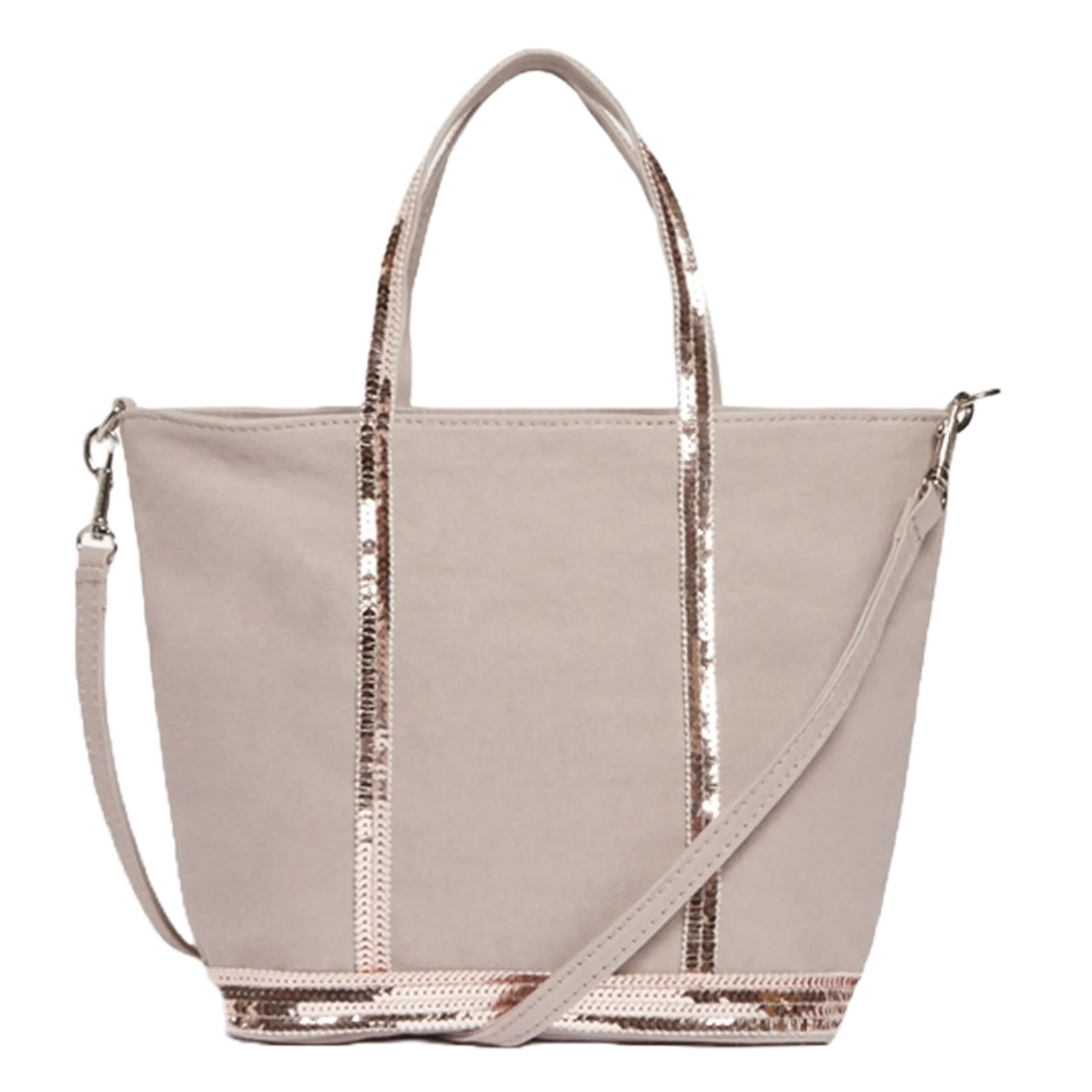 Mini-Shopper aus Baumwolle mit Pailletten Rosa CABAS S