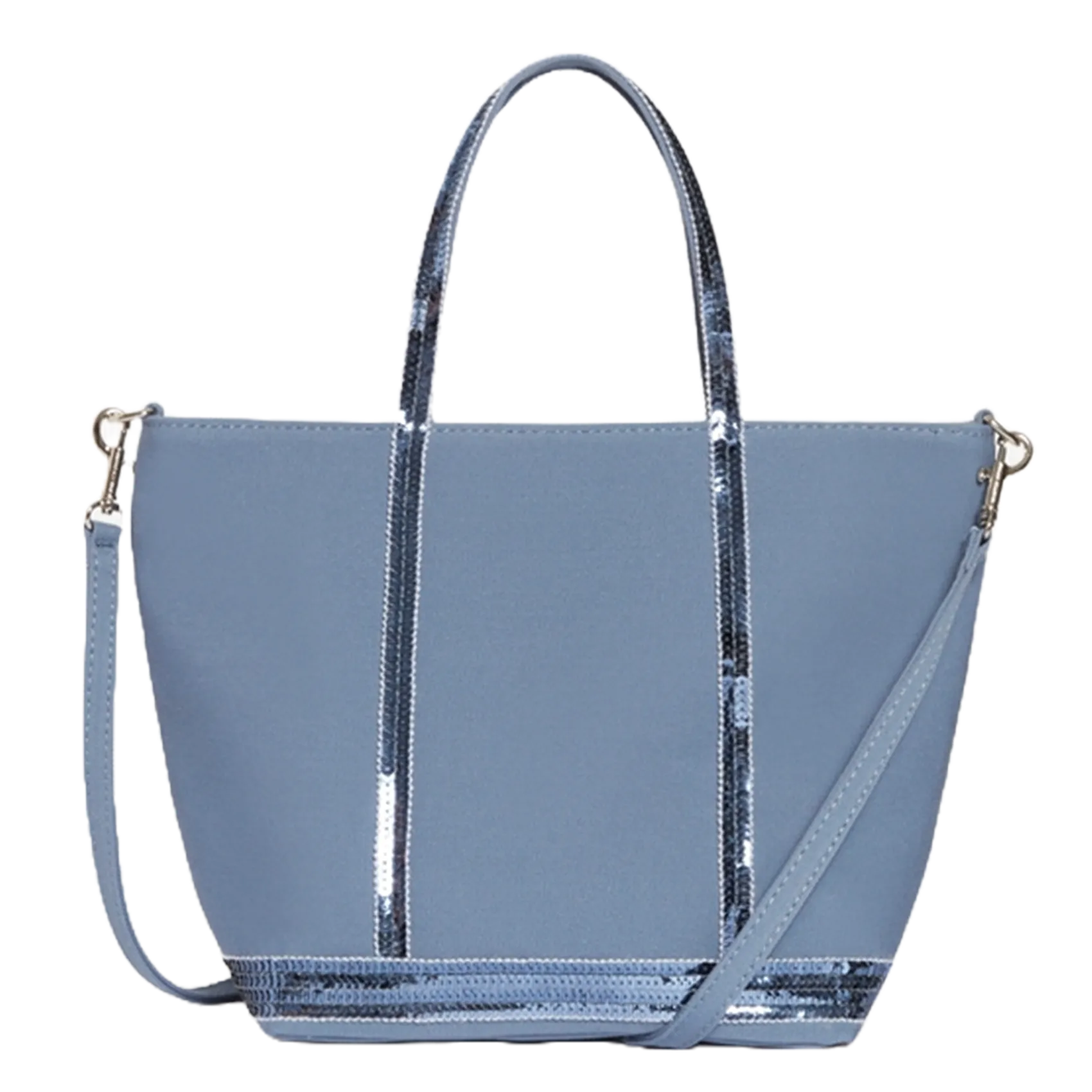 Mini-Shopper aus Baumwolle mit Pailletten Blau CABAS S