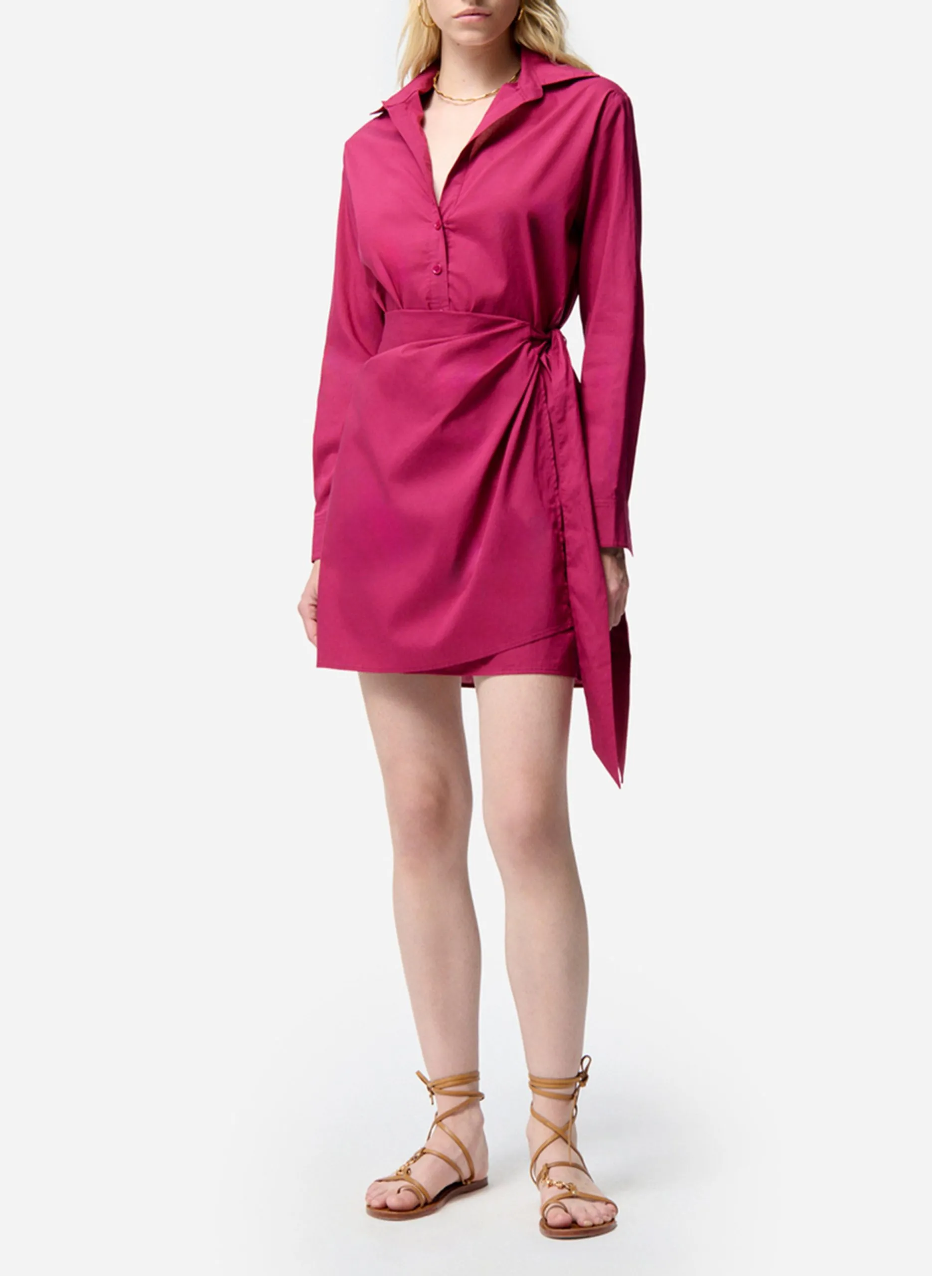 Kurzkleid mit klassischem Kragen Rosa FOGLIA