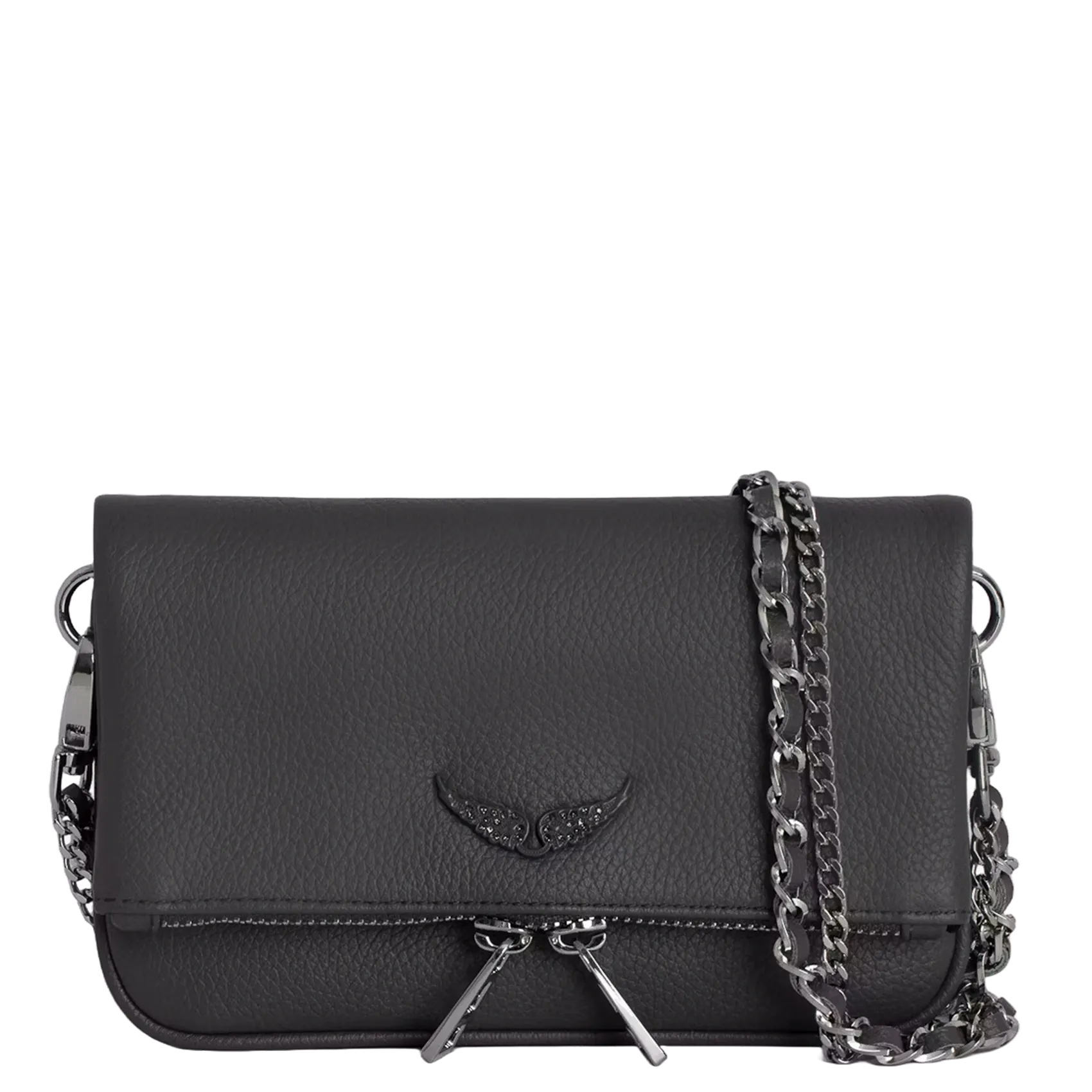 Abend-Clutch aus Leder Grau ROCK NANO