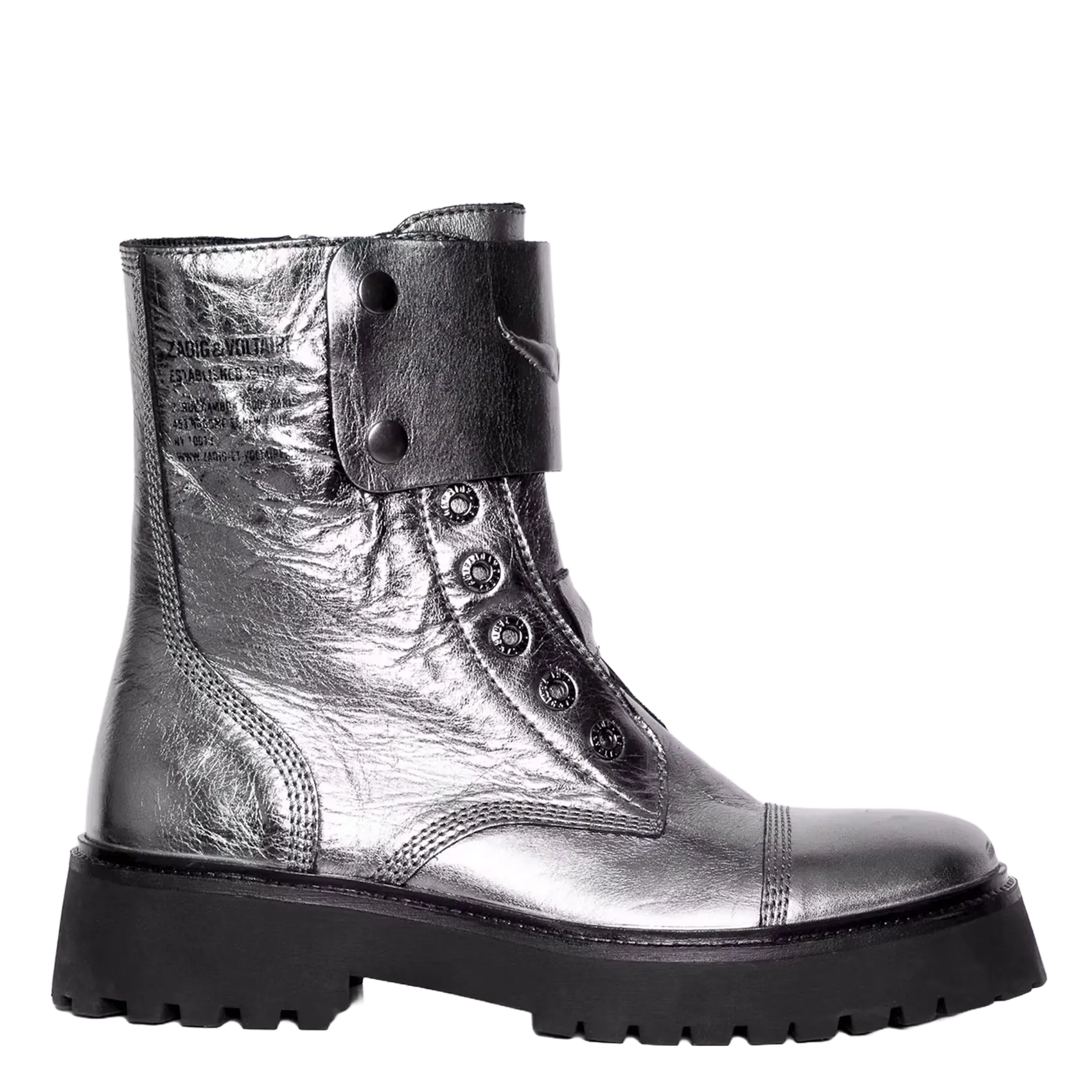 Metallische Lederstiefel mit Reißverschluss in Ranger-Stil Grau JOE