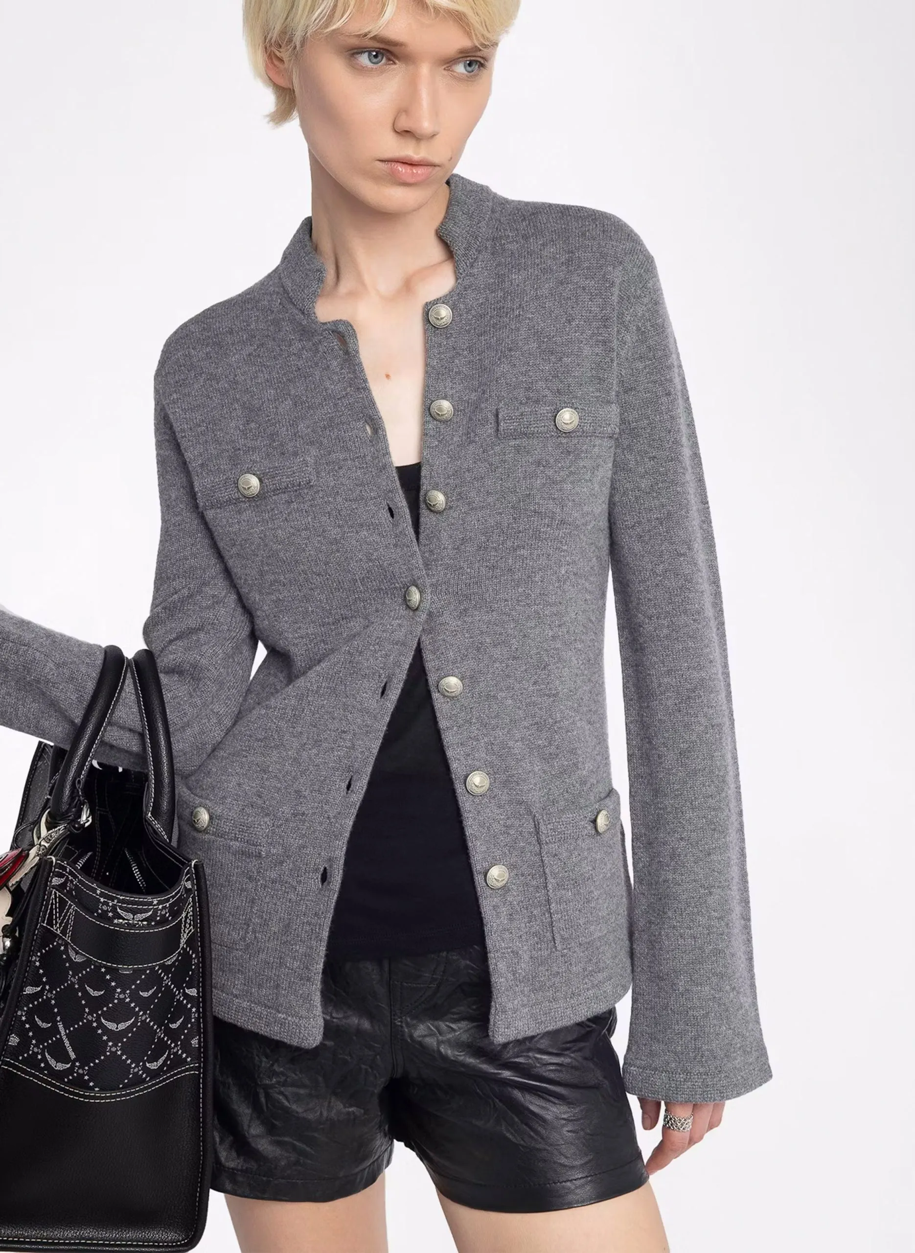 Gerade geschnittener Pullover aus Wollmix Grau LUCY