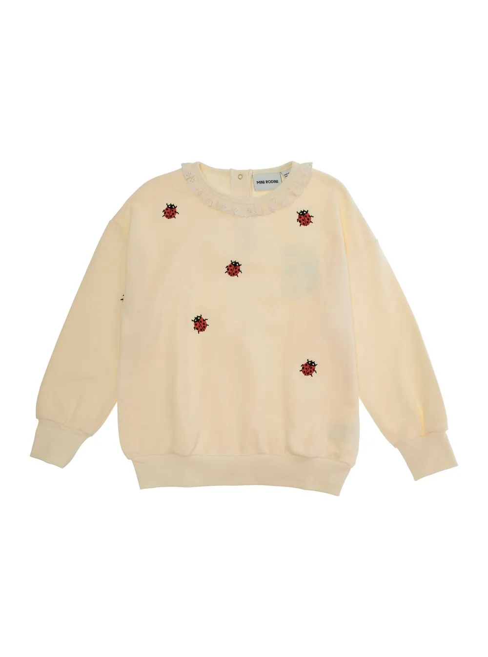 Weißes Sweatshirt mit Marienkäfer-Stickerei aus Baumwolle Mädchen