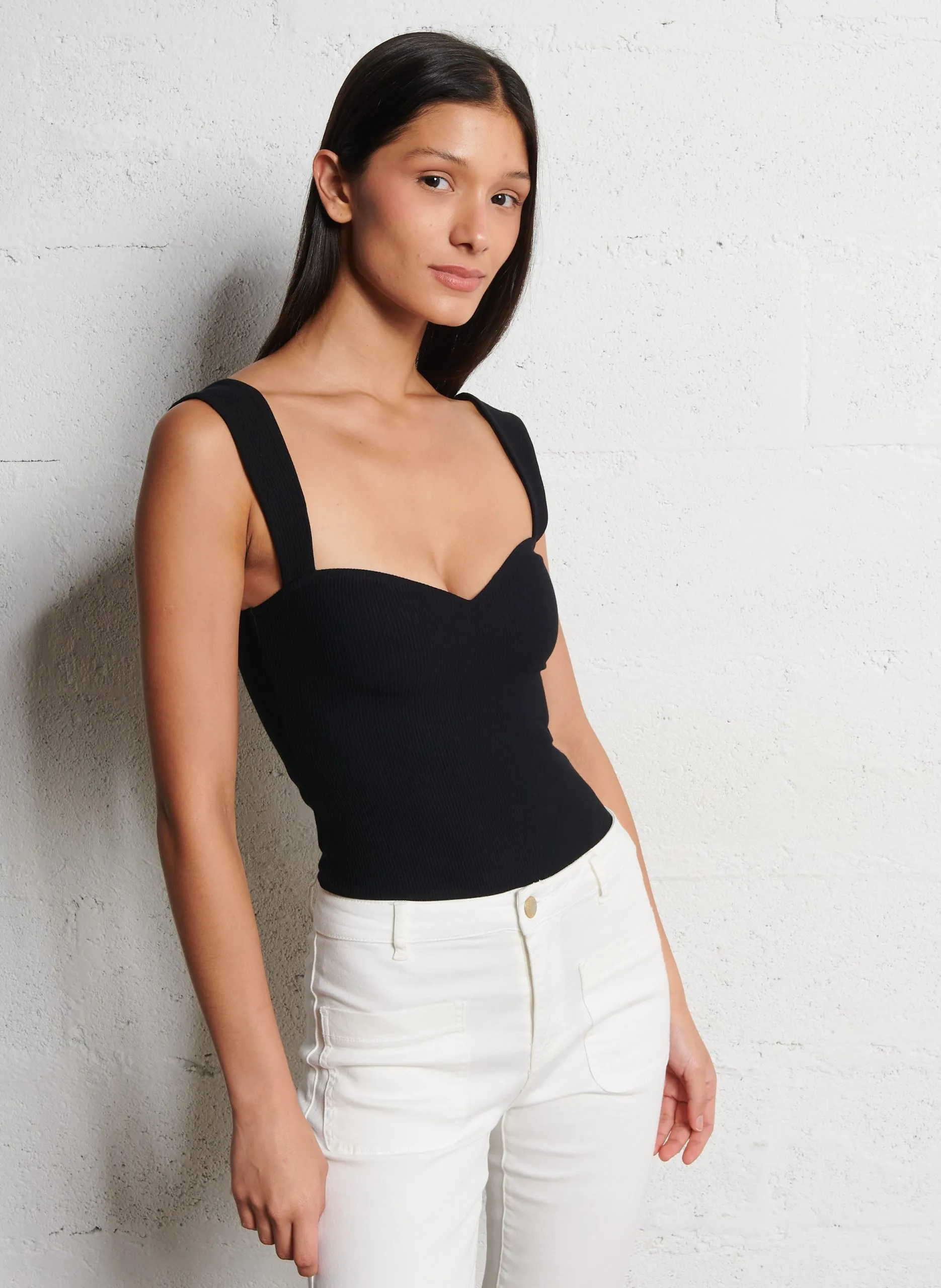 Herz-Ausschnitt Body Schwarz JOSEFINA