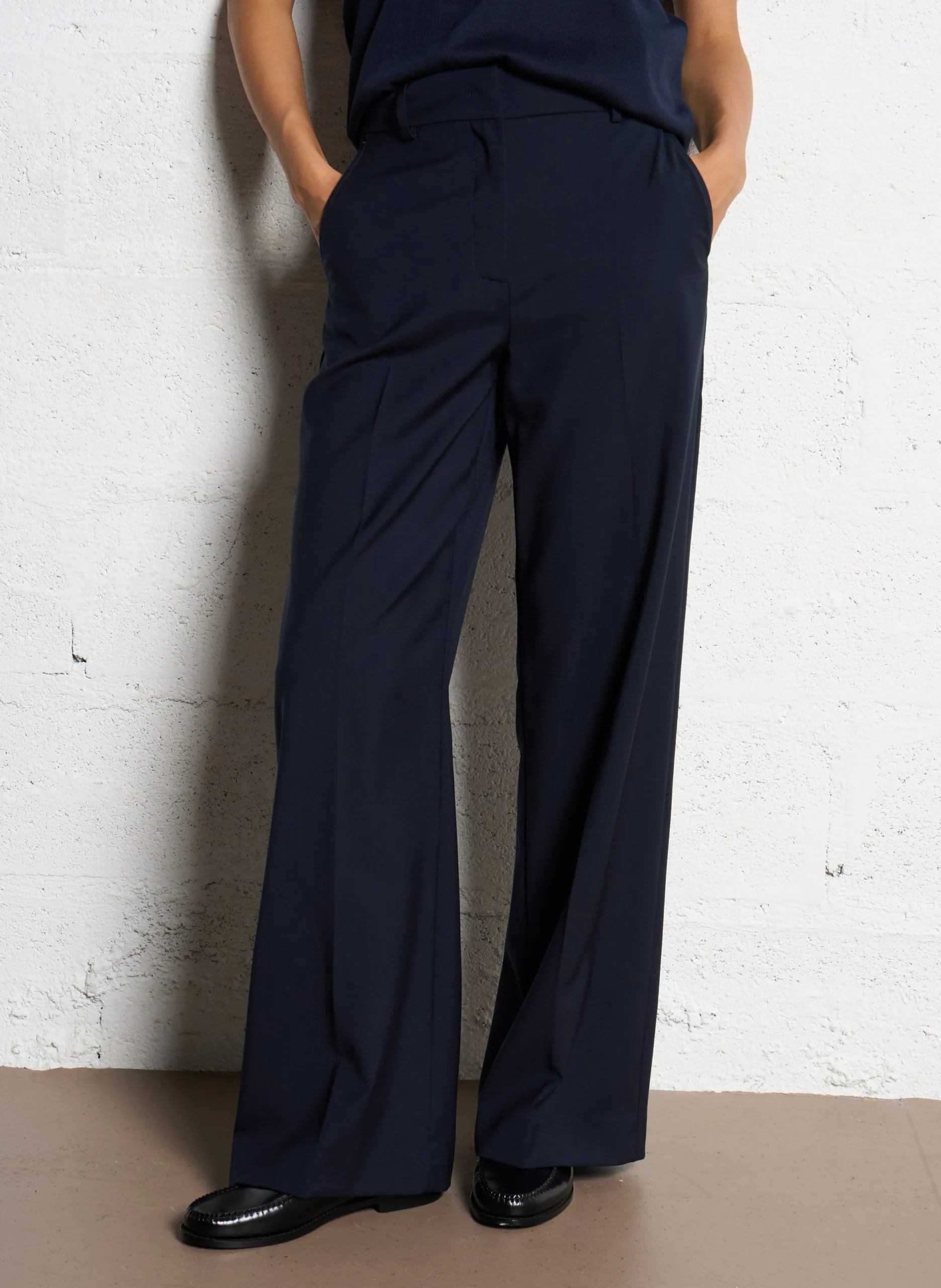 Weit geschnittene Wollhose Blau VISIVO